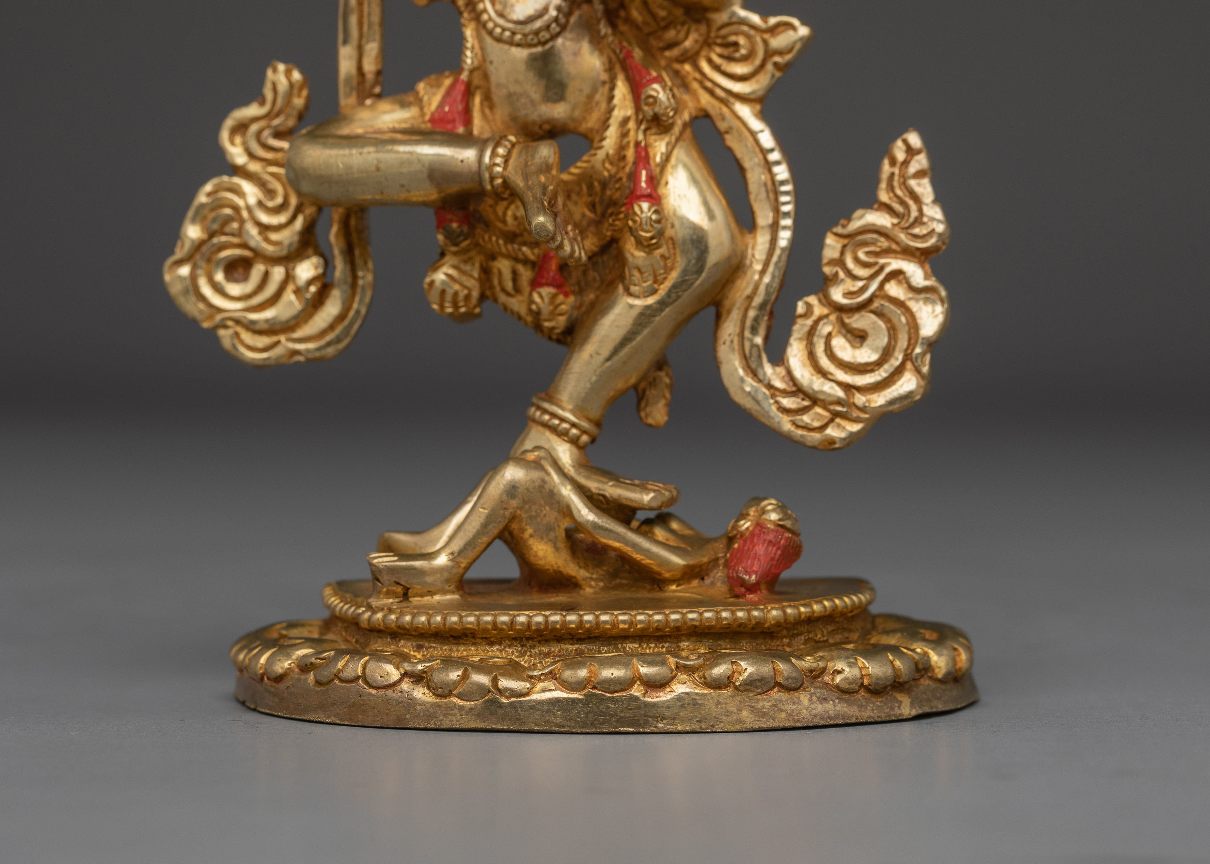 Handcrafted Simhamukha Gold Gilded Statue | Powerful Protector and Symbol of Strength