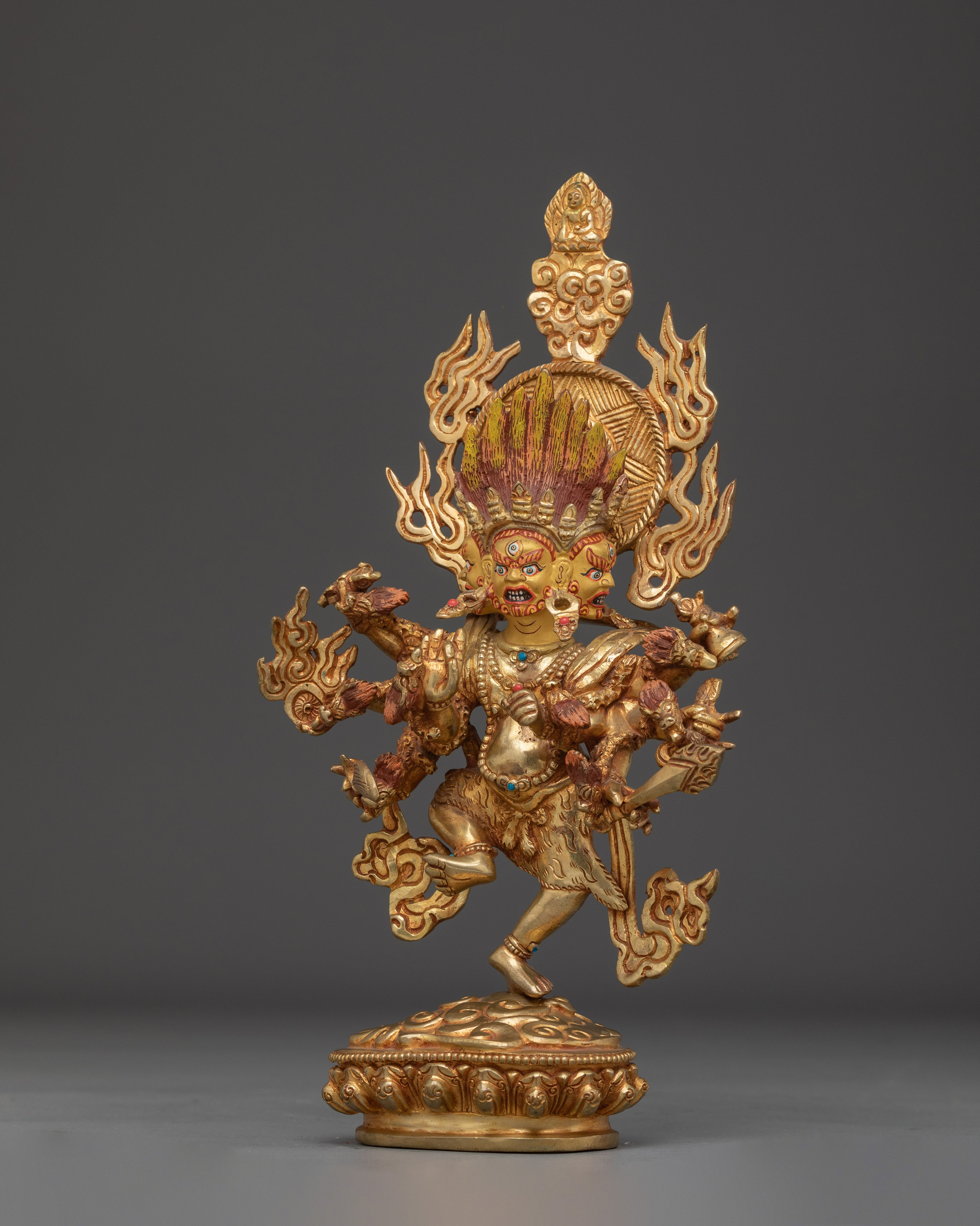 Ucchusma Gold Gilded and Copper Statue | A Fierce Symbol of Protection and Wisdom