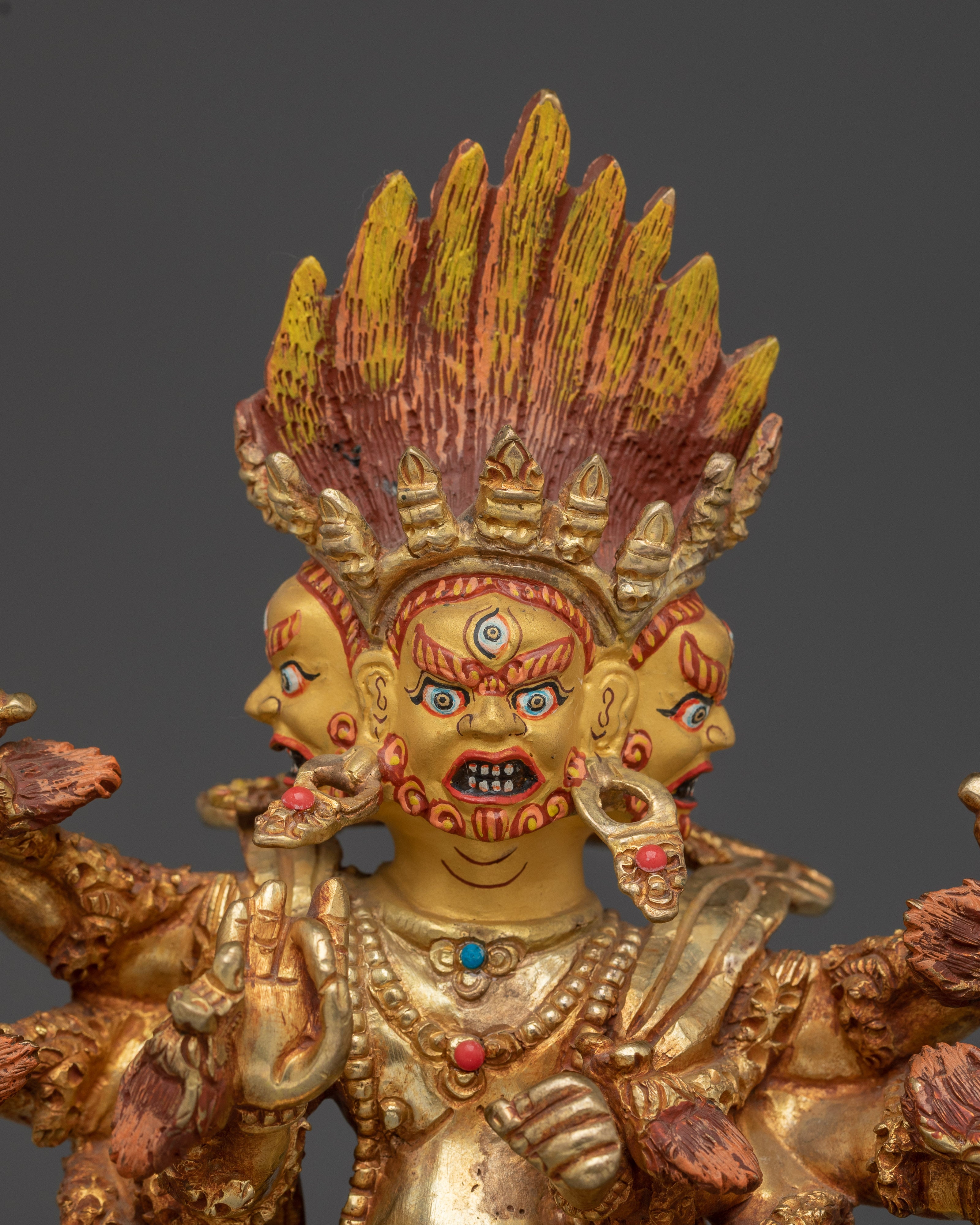 Ucchusma Gold Gilded and Copper Statue | A Fierce Symbol of Protection and Wisdom
