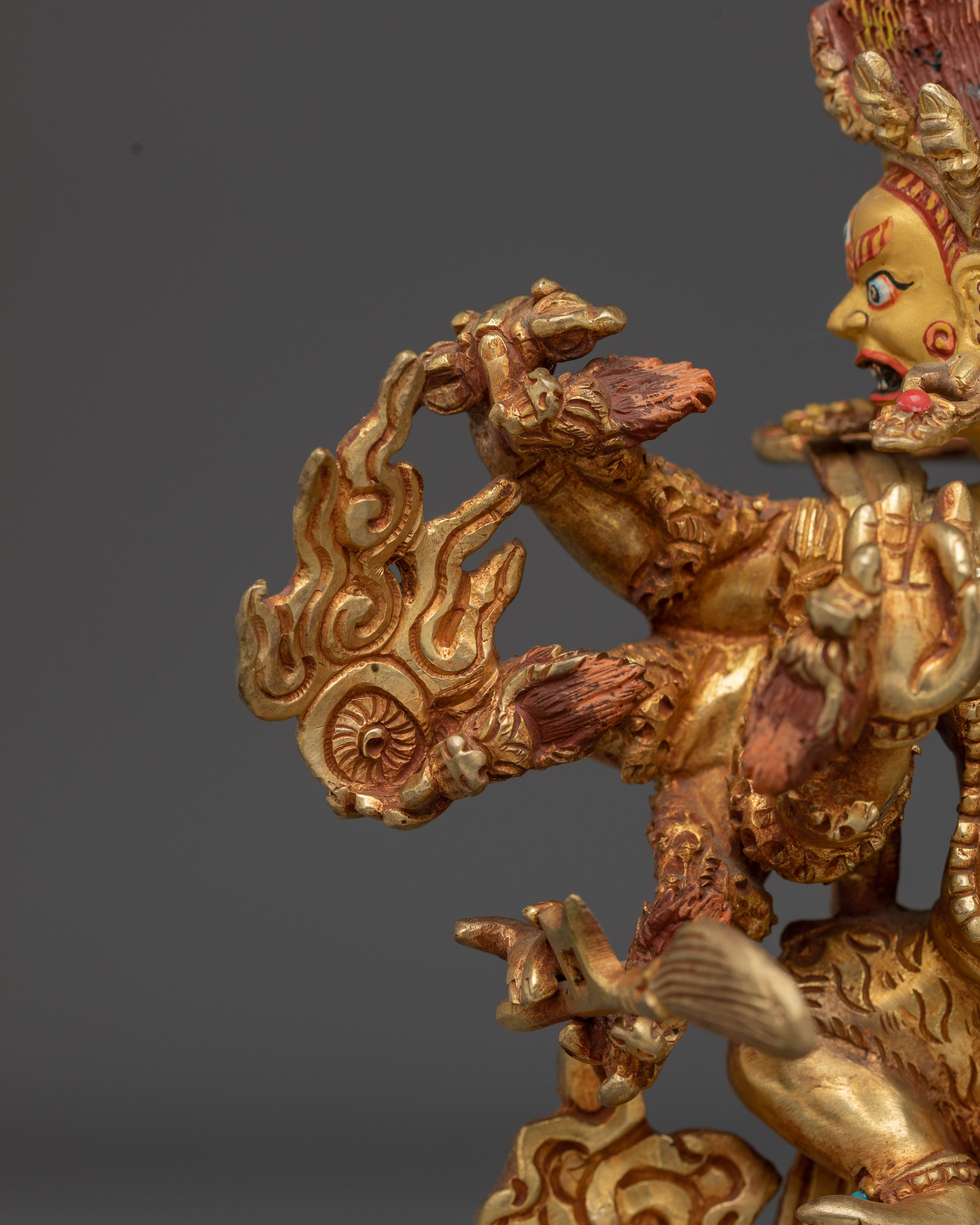 Ucchusma Gold Gilded and Copper Statue | A Fierce Symbol of Protection and Wisdom