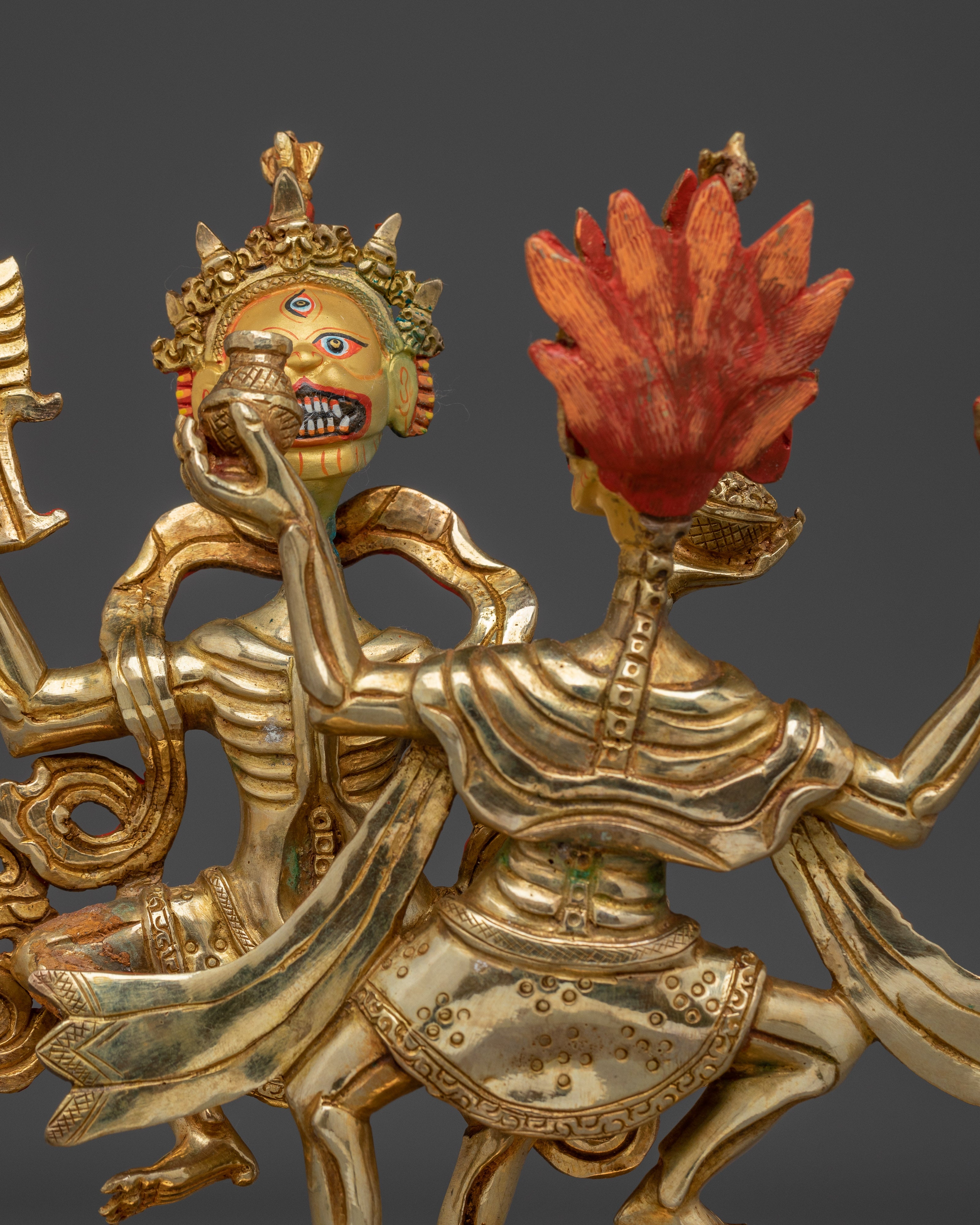 Spiritual Chitipati Gold Gilded Statue | A Fierce Protector and Symbol of Transformation