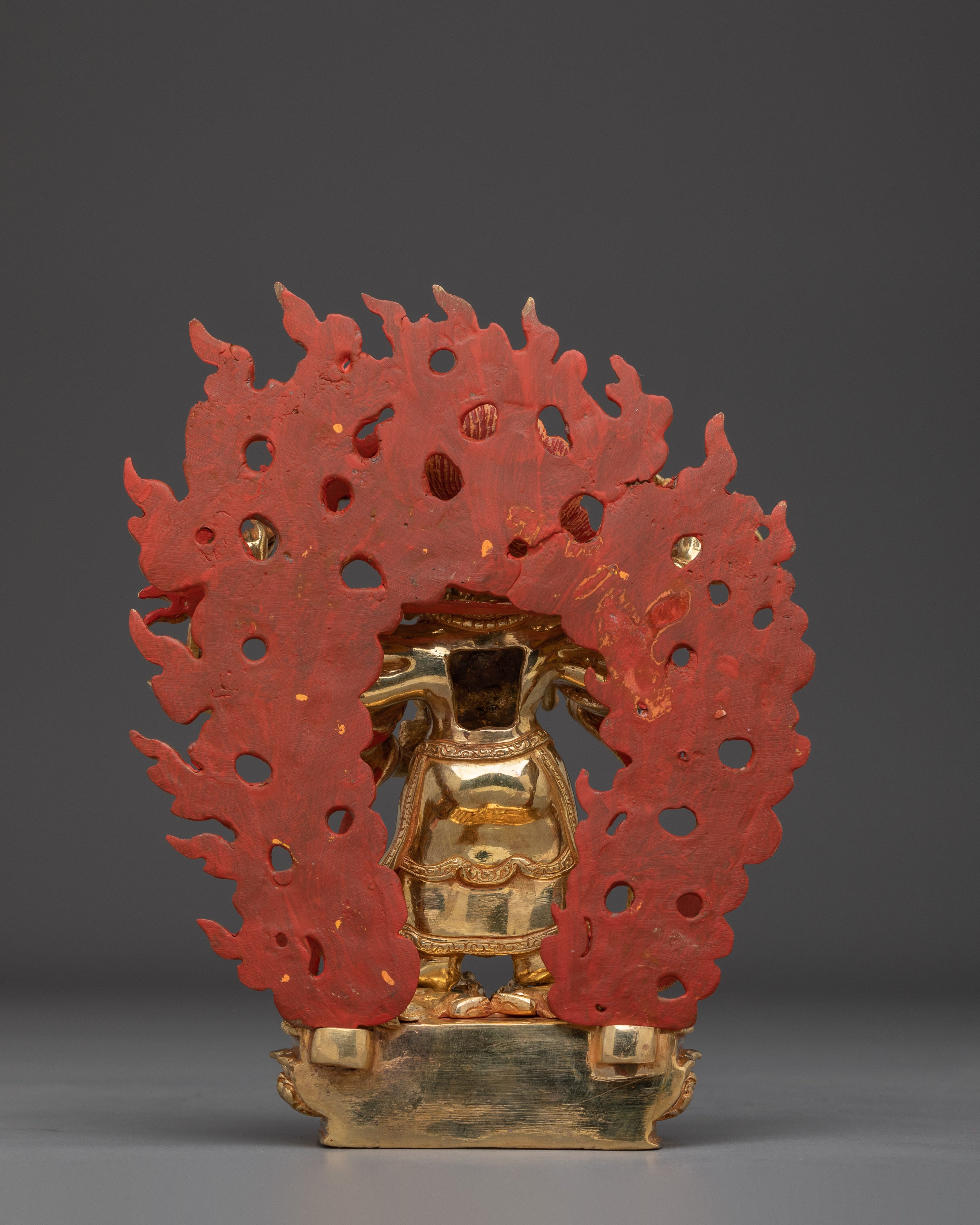 White Mahakala Gold Gilded Statue | Fierce Protector and Symbol of Purification