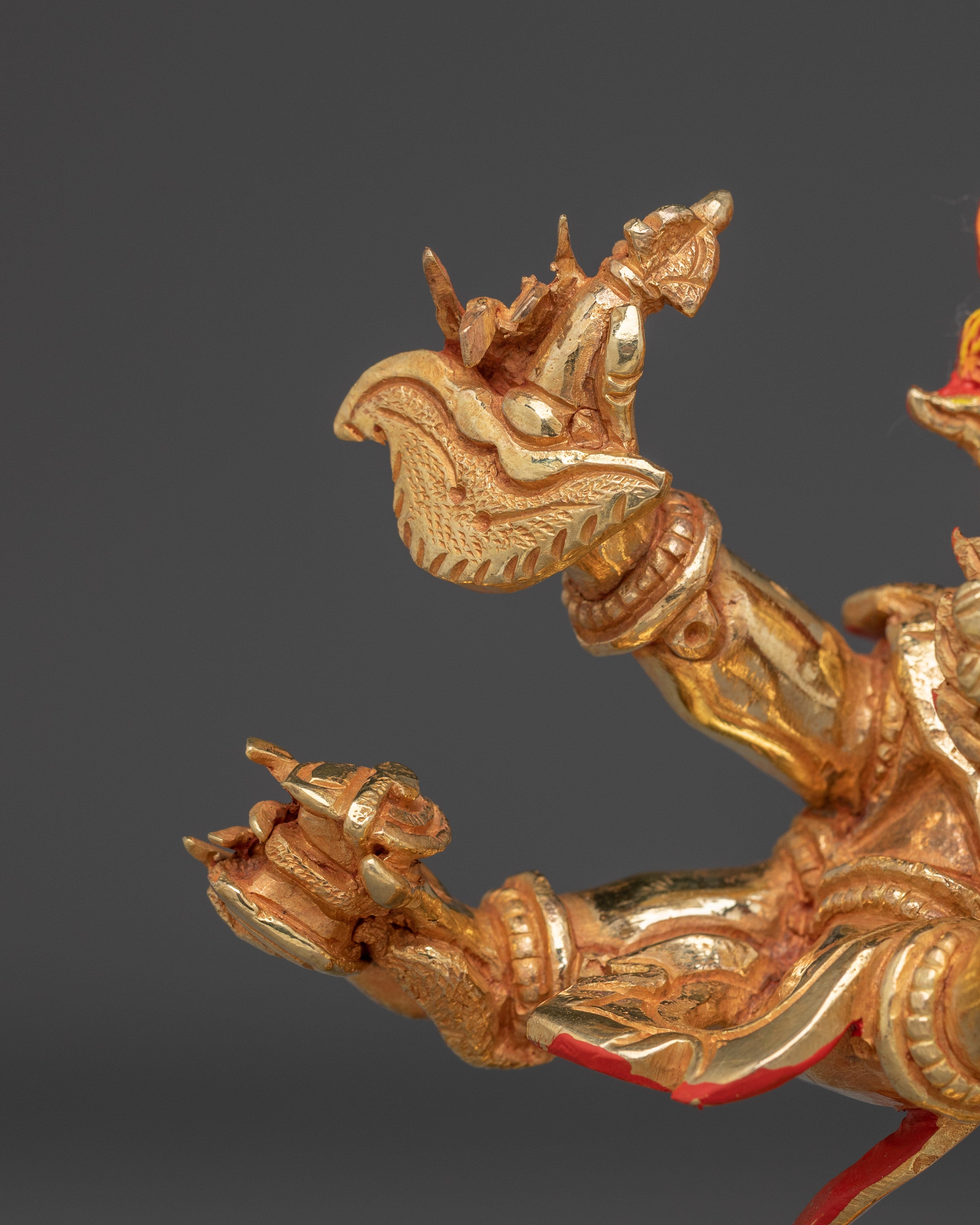 White Mahakala Gold Gilded Statue | Fierce Protector and Symbol of Purification