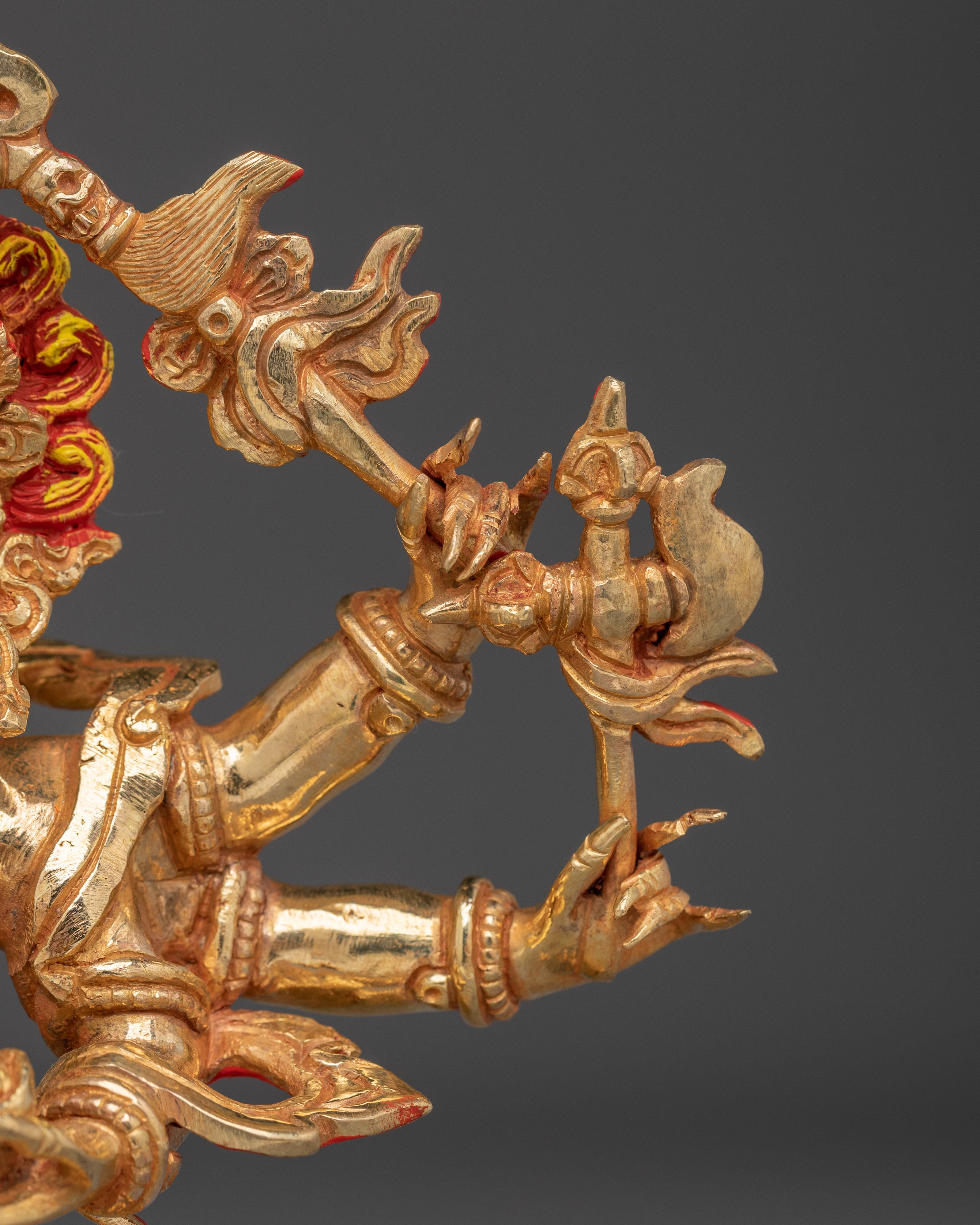 White Mahakala Gold Gilded Statue | Fierce Protector and Symbol of Purification