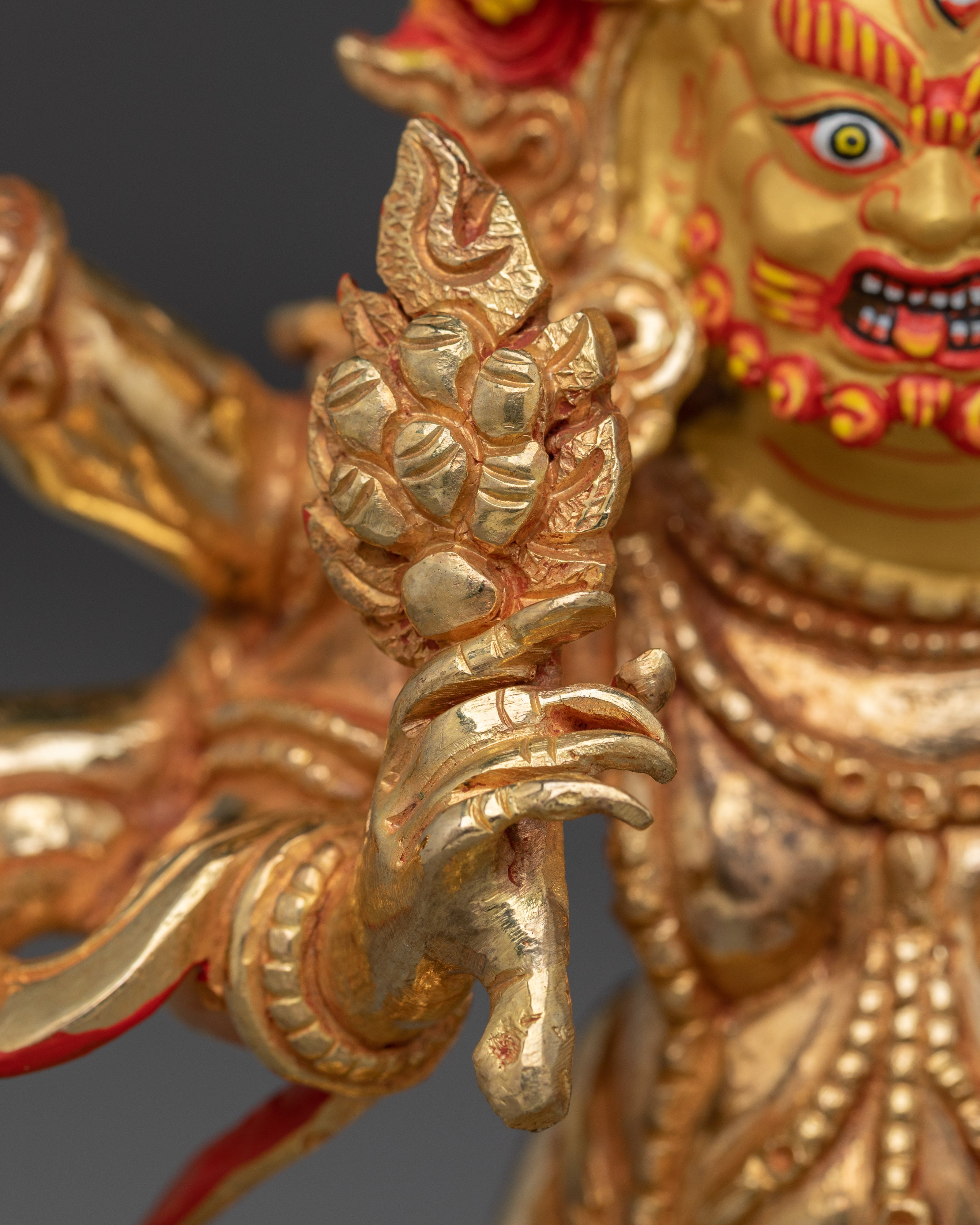 White Mahakala Gold Gilded Statue | Fierce Protector and Symbol of Purification