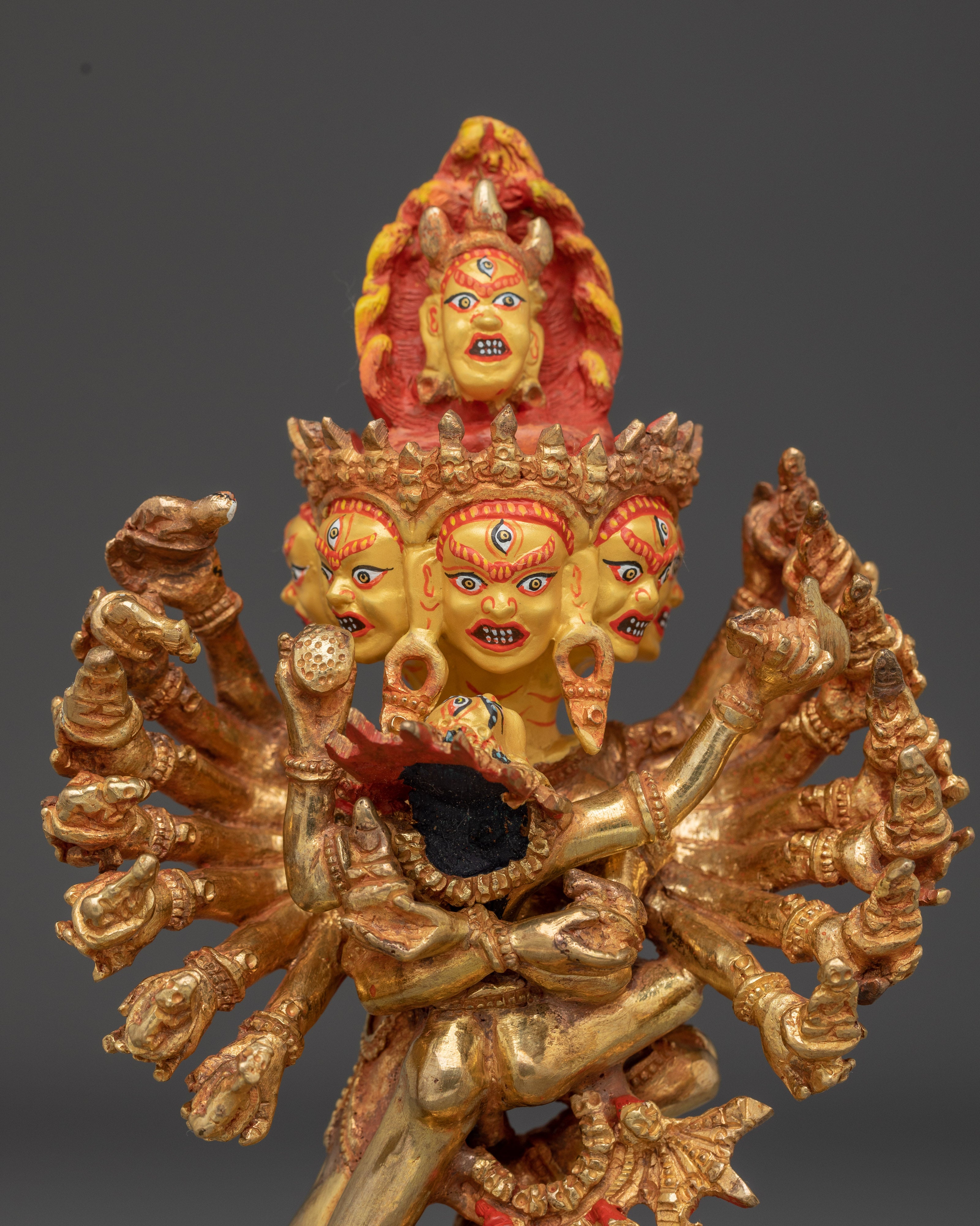Handcrafted Hevajra Gold Gilded Statue | Protector and Symbol of Wisdom