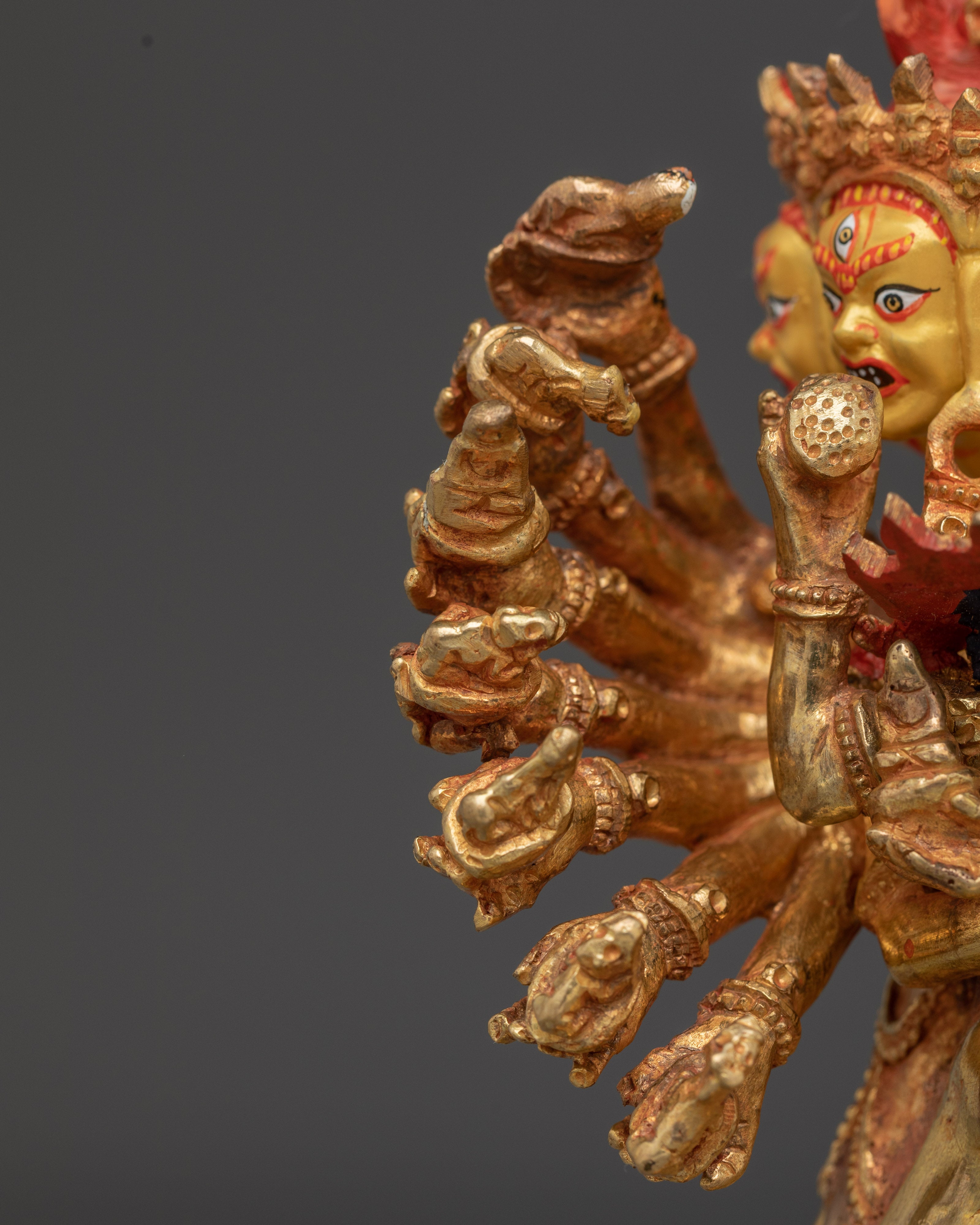 Handcrafted Hevajra Gold Gilded Statue | Protector and Symbol of Wisdom