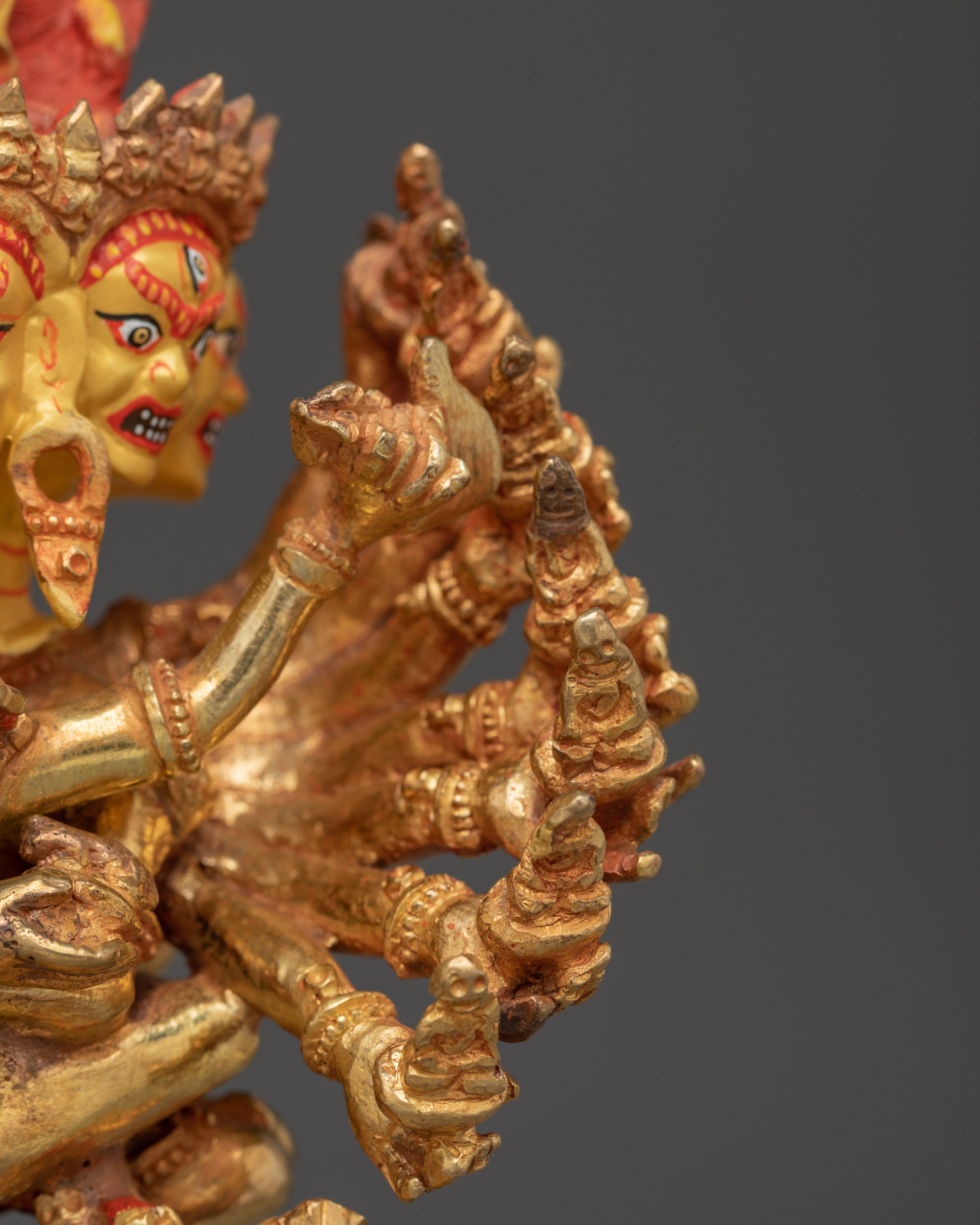 Handcrafted Hevajra Gold Gilded Statue | Protector and Symbol of Wisdom