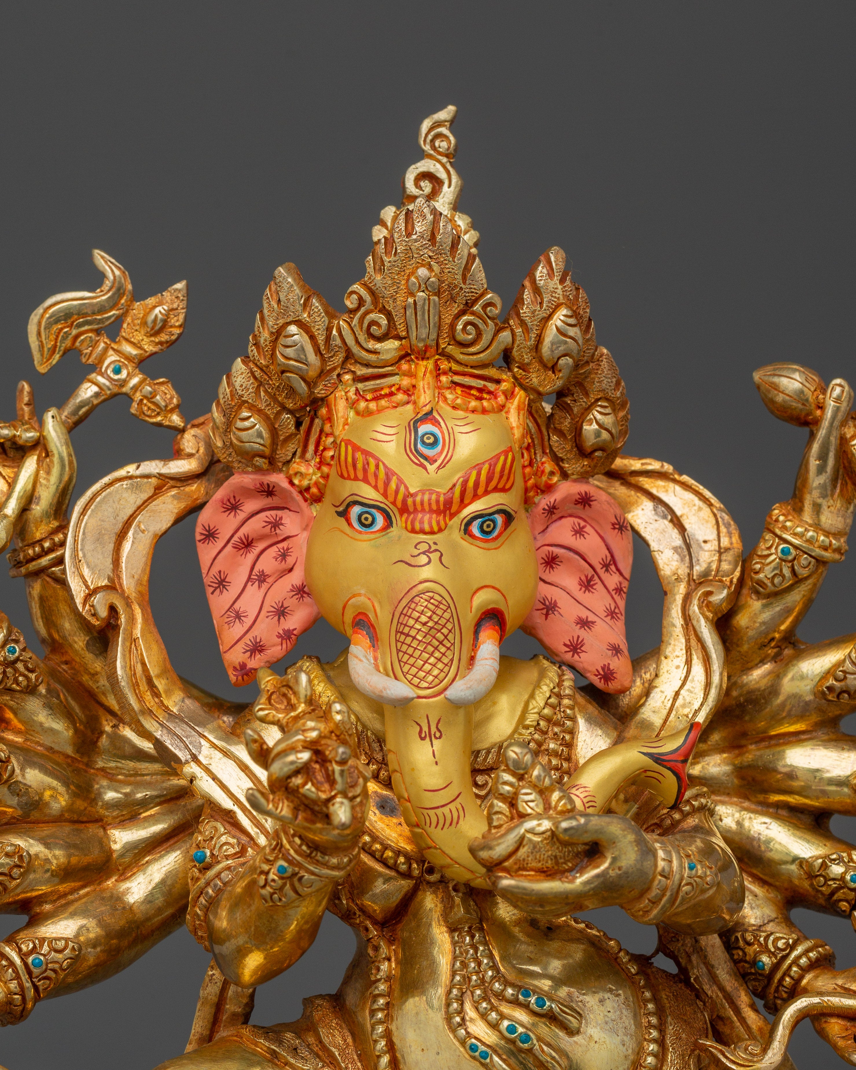 Ganesh Gold Gilded and Copper Statue | Symbol of Prosperity, Wisdom, and Protection