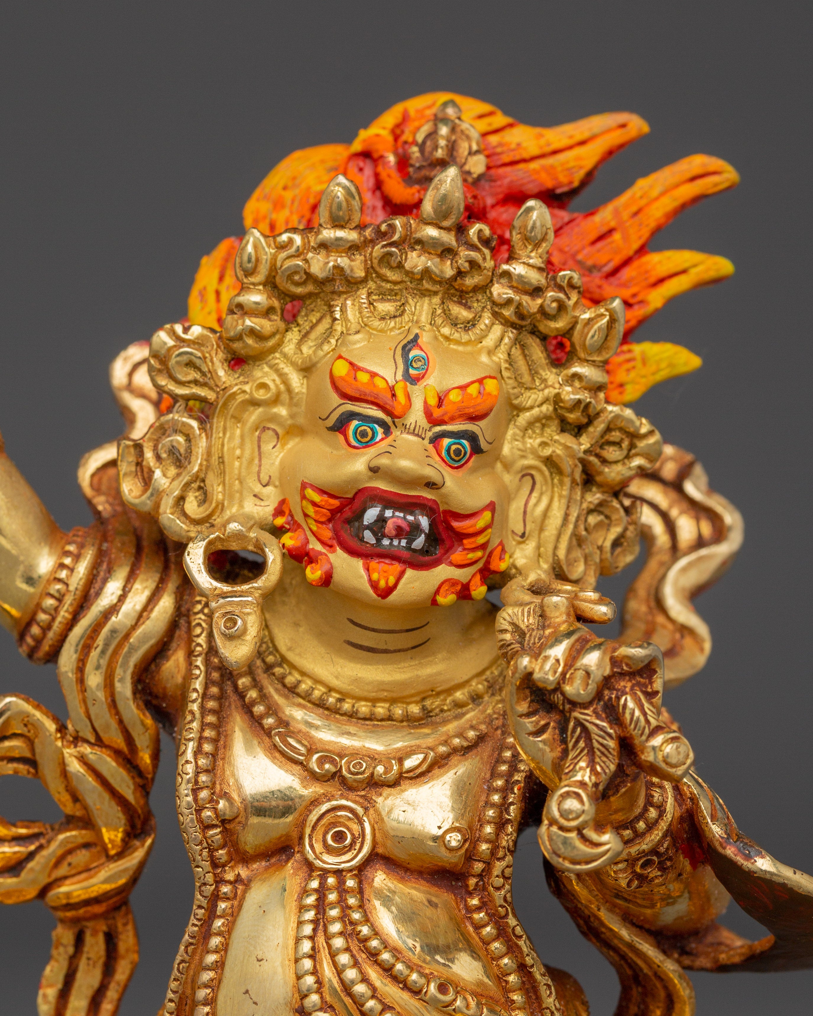 Vajrapani Gold Gilded and Copper Statue | Tibetan Protector Deity Sculpture