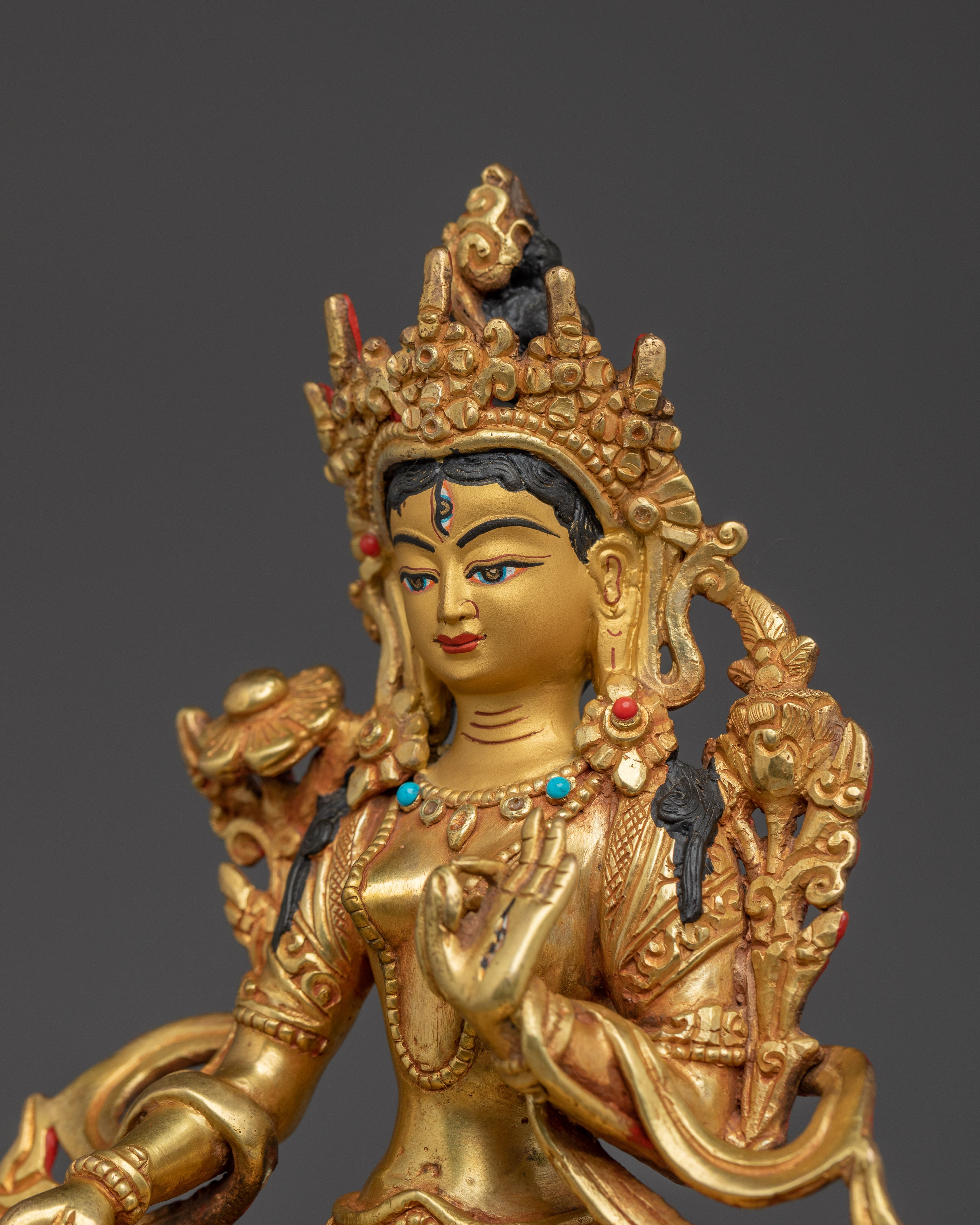 White Tara Radiant Statue | Sita Tara in Throne - Tibetan Healing Deity
