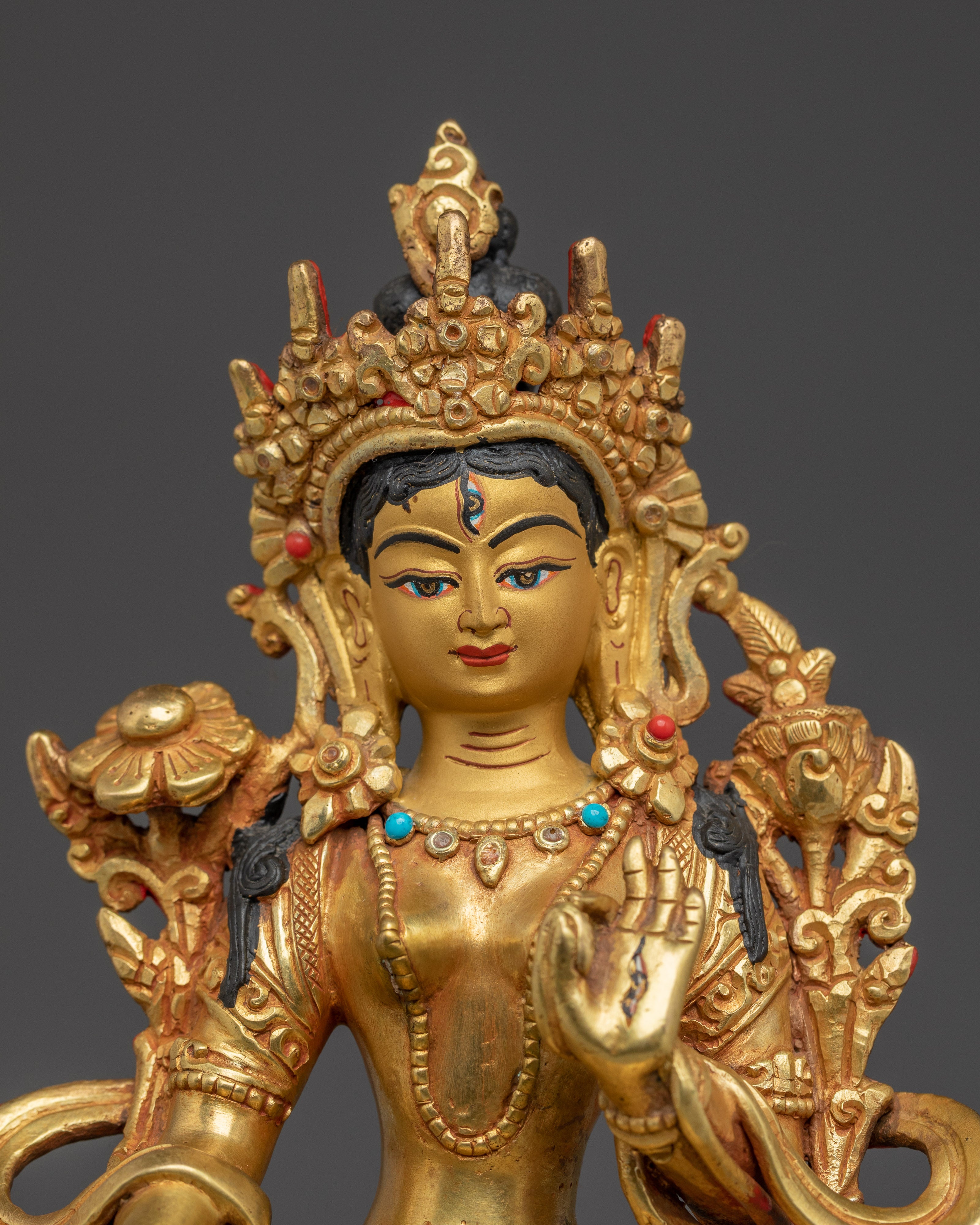 White Tara Radiant Statue | Sita Tara in Throne - Tibetan Healing Deity