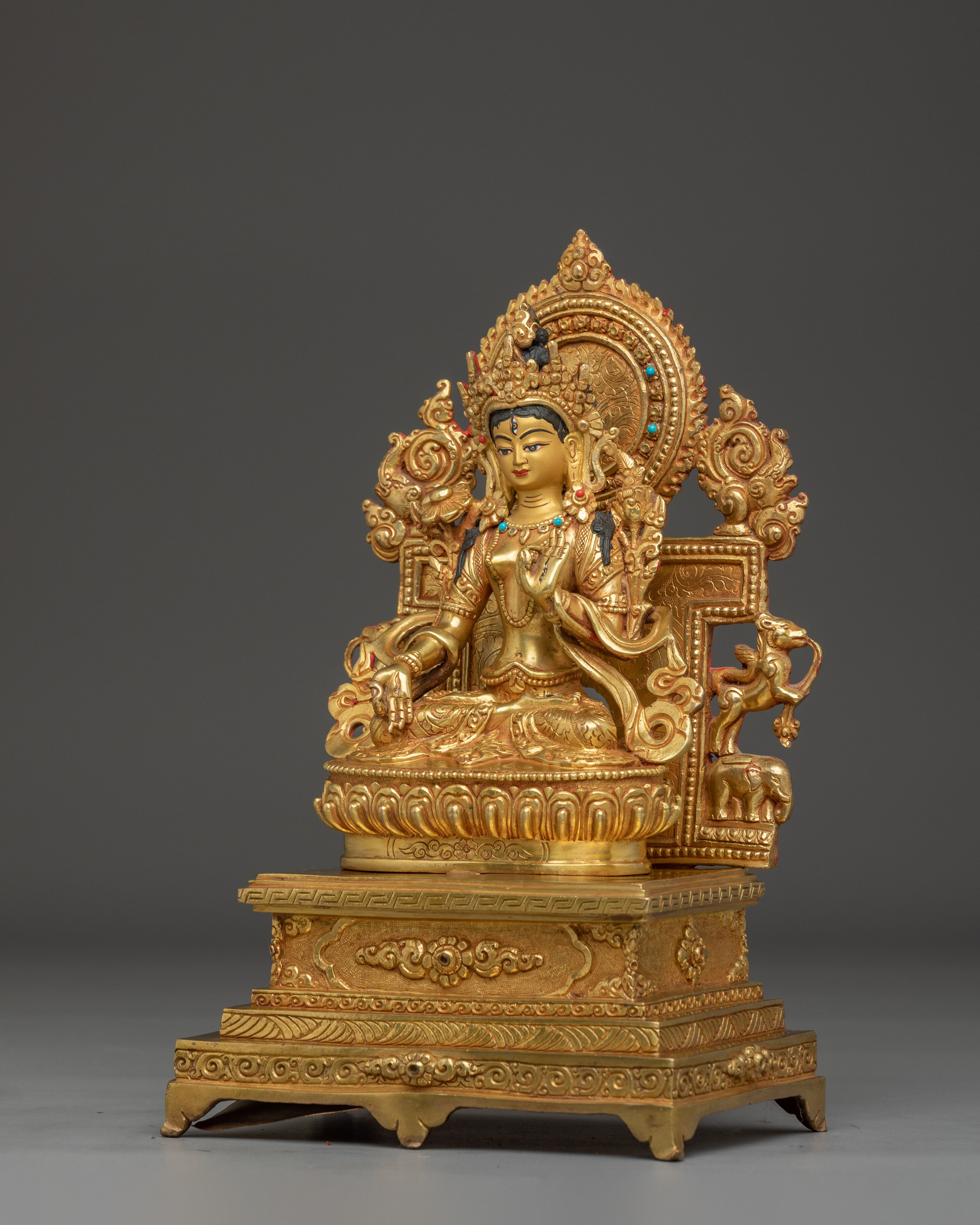 White Tara Radiant Statue | Sita Tara in Throne - Tibetan Healing Deity