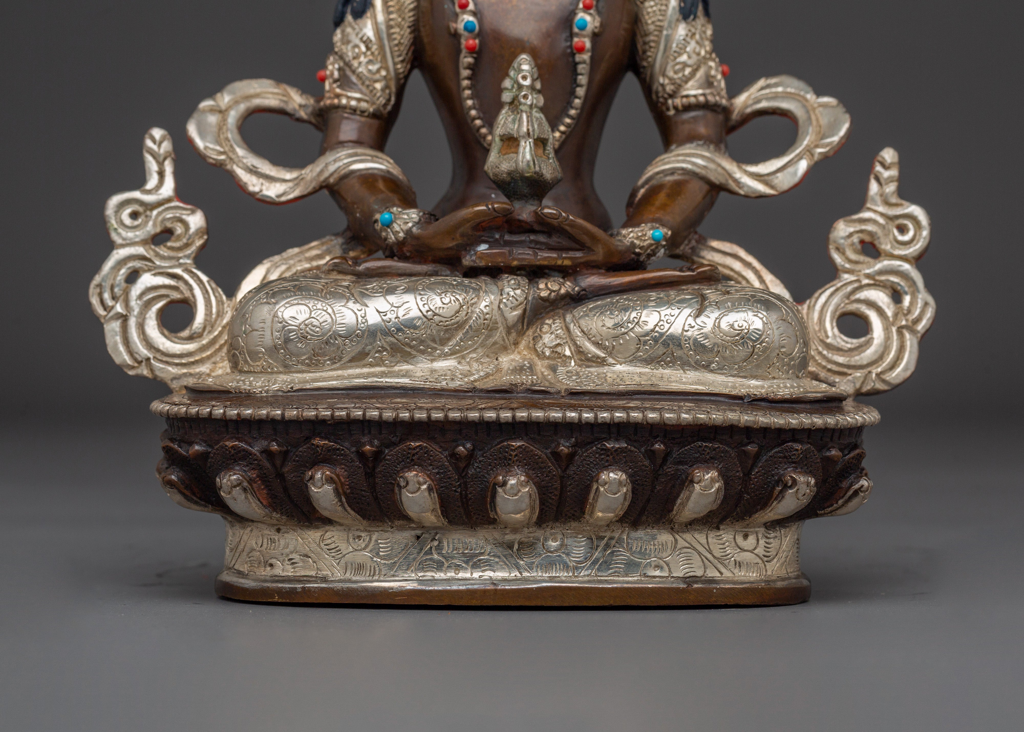 Himalayan Oxidized Copper Artwork of Amitayus | Deity for Longevity and Blessings