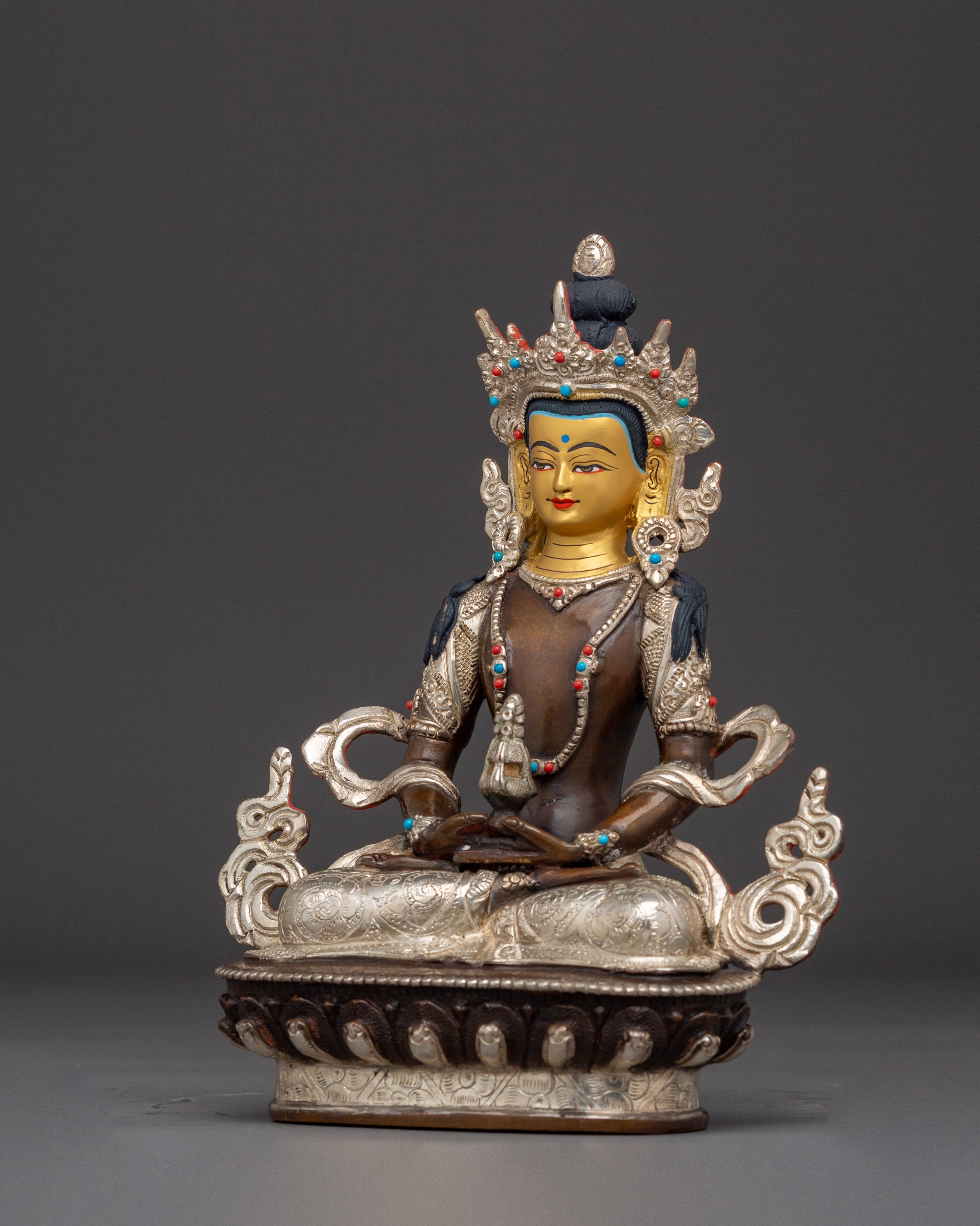 Himalayan Oxidized Copper Artwork of Amitayus | Deity for Longevity and Blessings