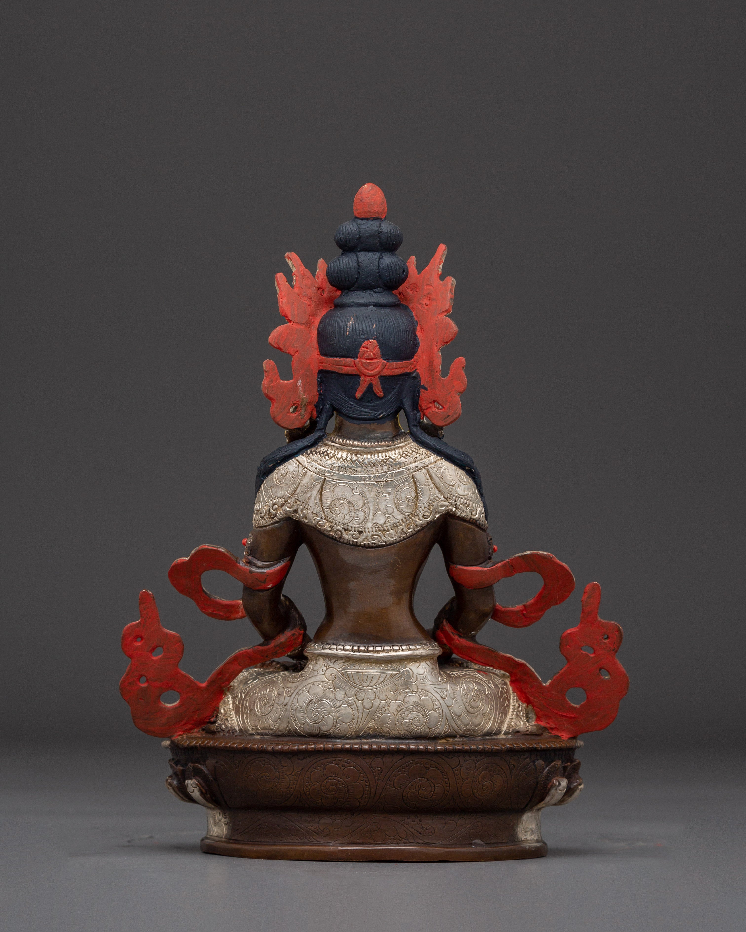 Himalayan Oxidized Copper Artwork of Amitayus | Deity for Longevity and Blessings