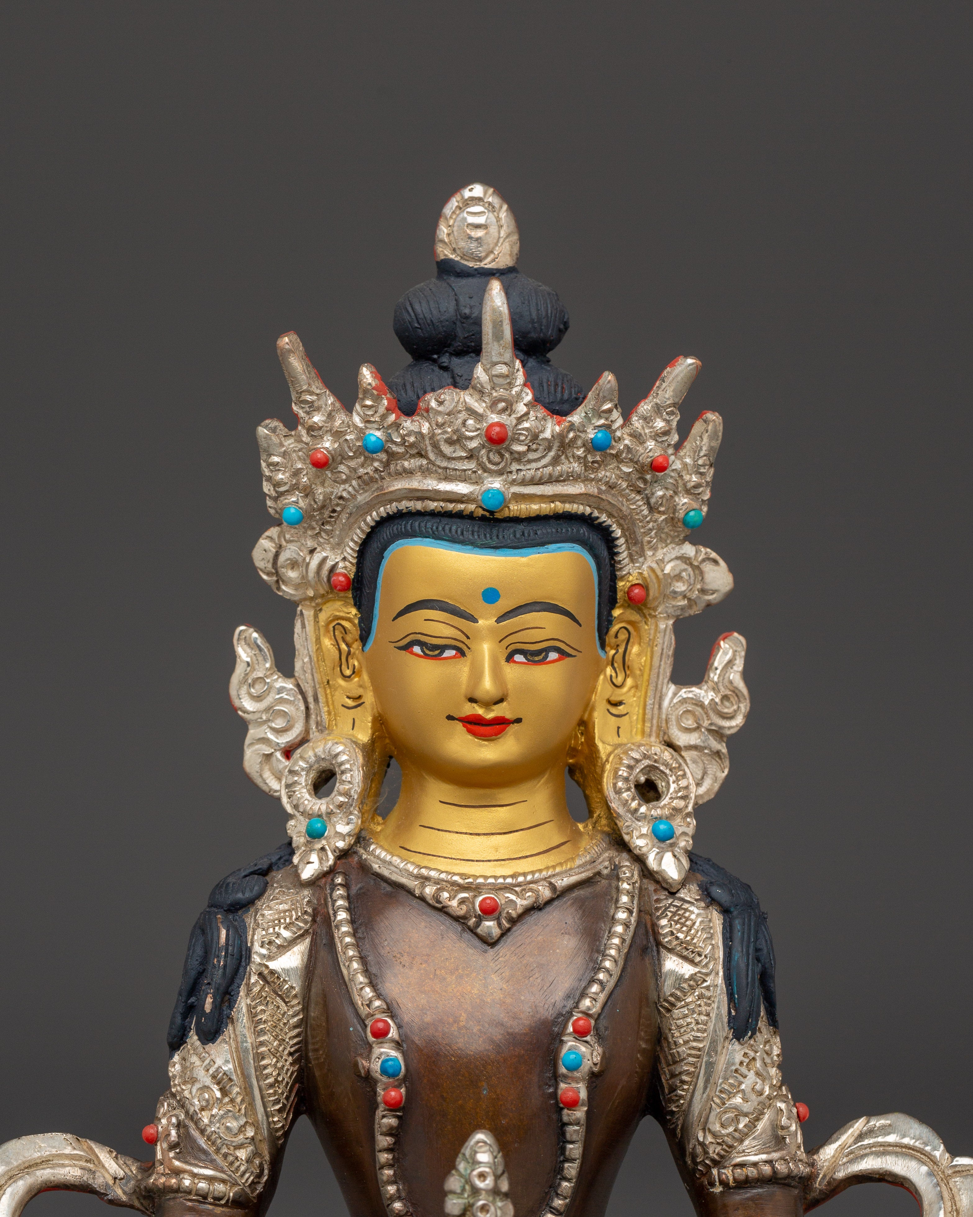 Himalayan Oxidized Copper Artwork of Amitayus | Deity for Longevity and Blessings