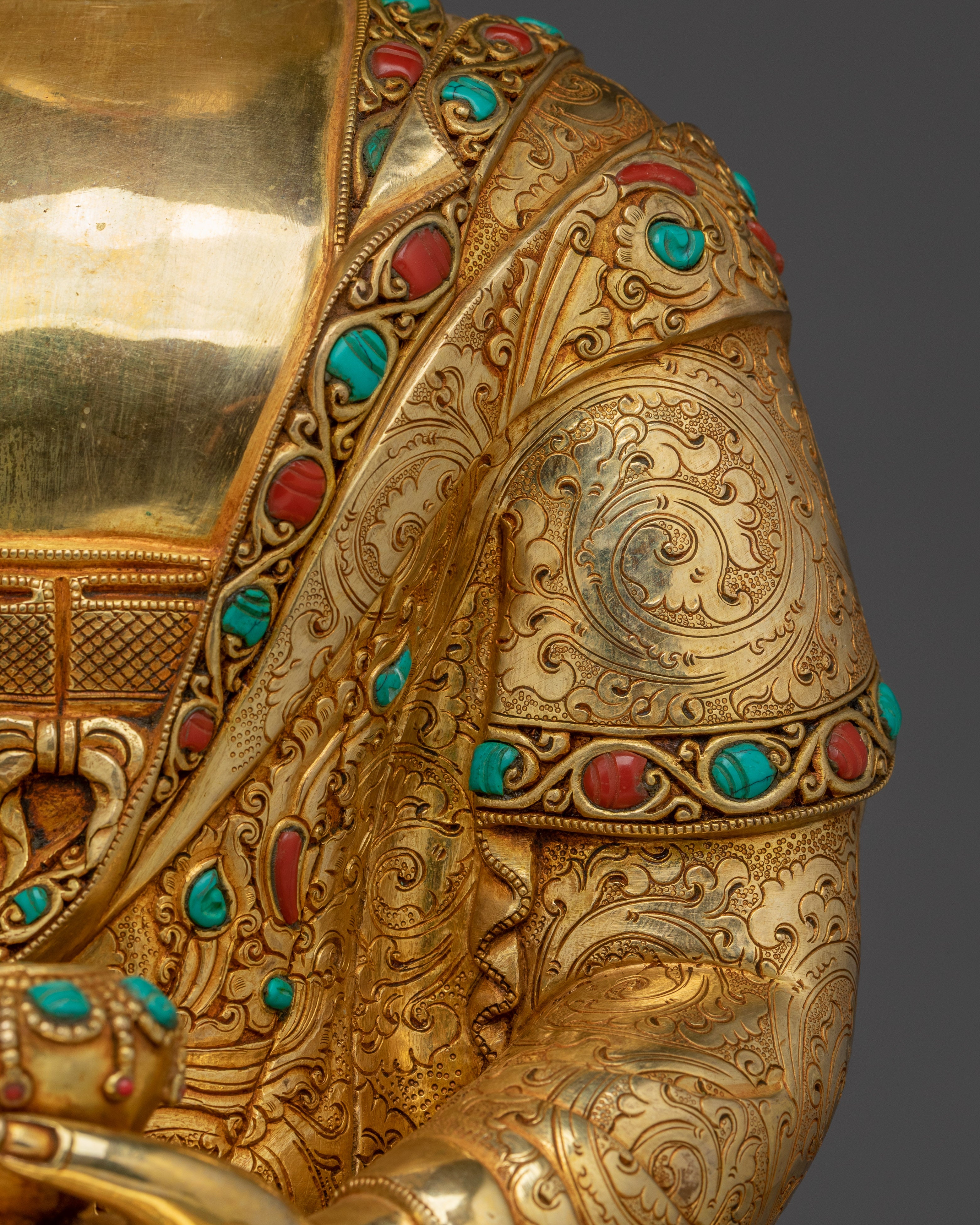 Shakyamuni Buddha Art in 24K Gold Gilding | Sacred Buddha Sculpture for Meditation