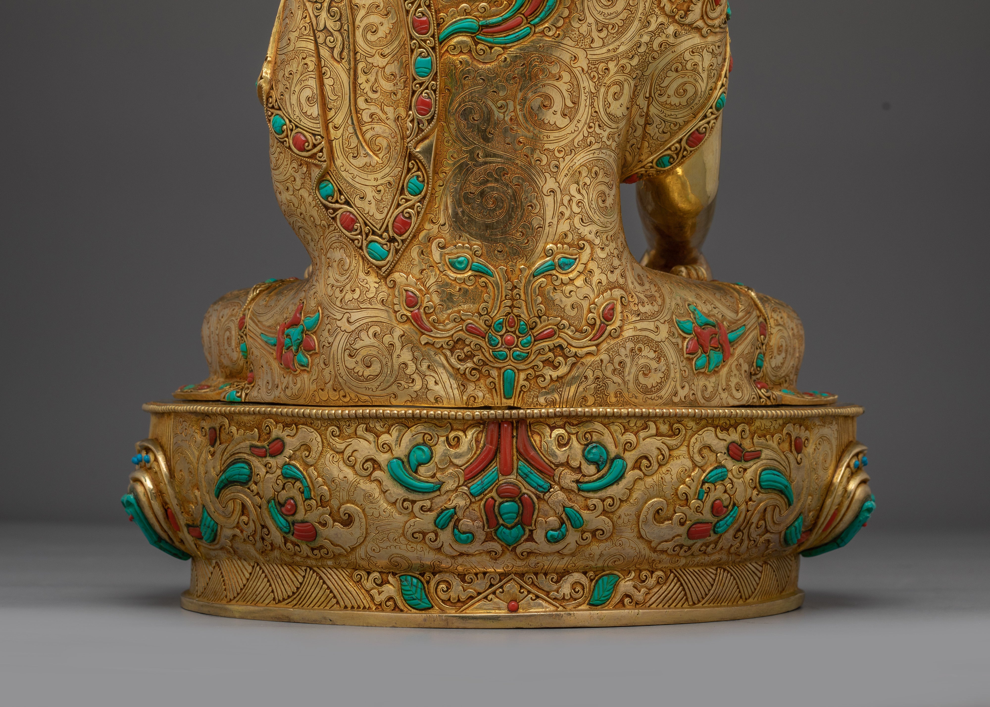 Shakyamuni Buddha Art in 24K Gold Gilding | Sacred Buddha Sculpture for Meditation