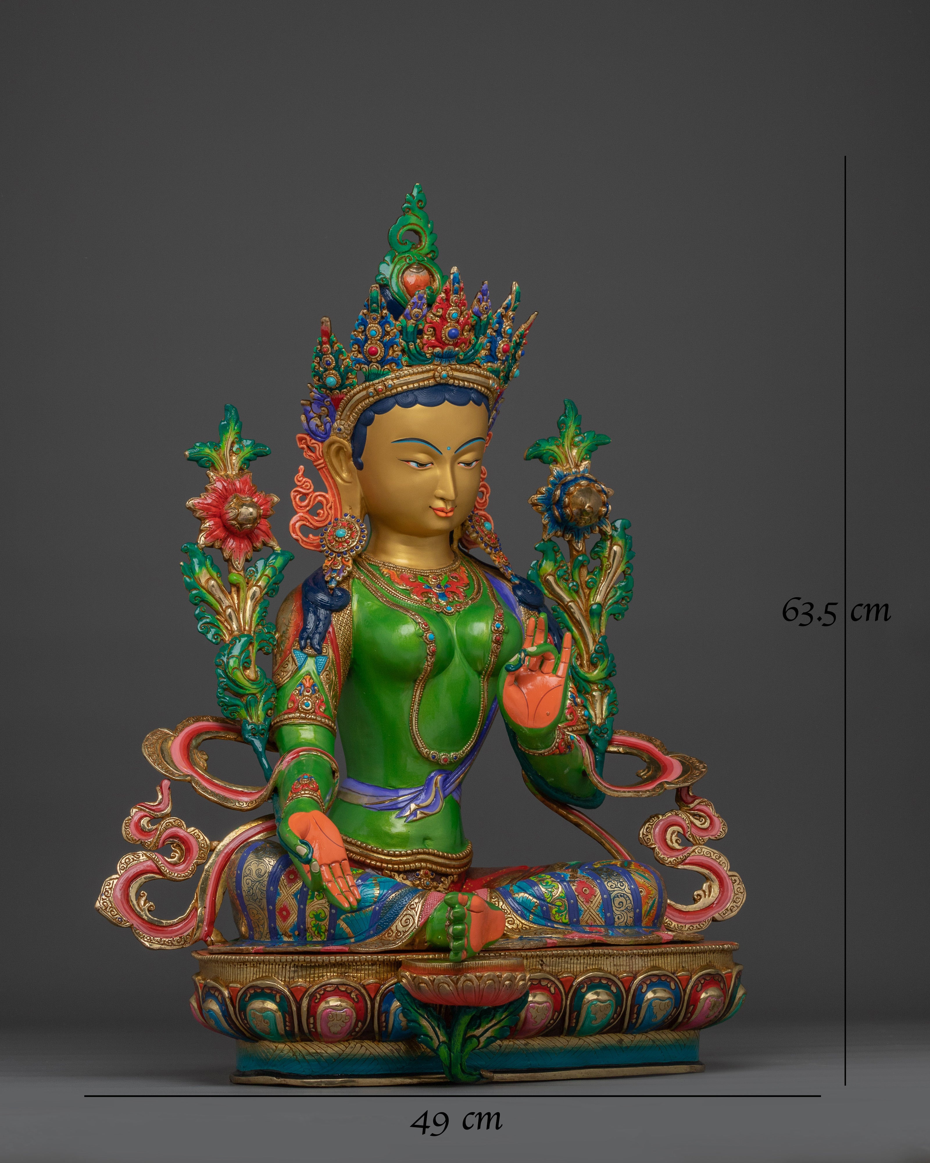 Green Tara in Gold & Acrylic Paint