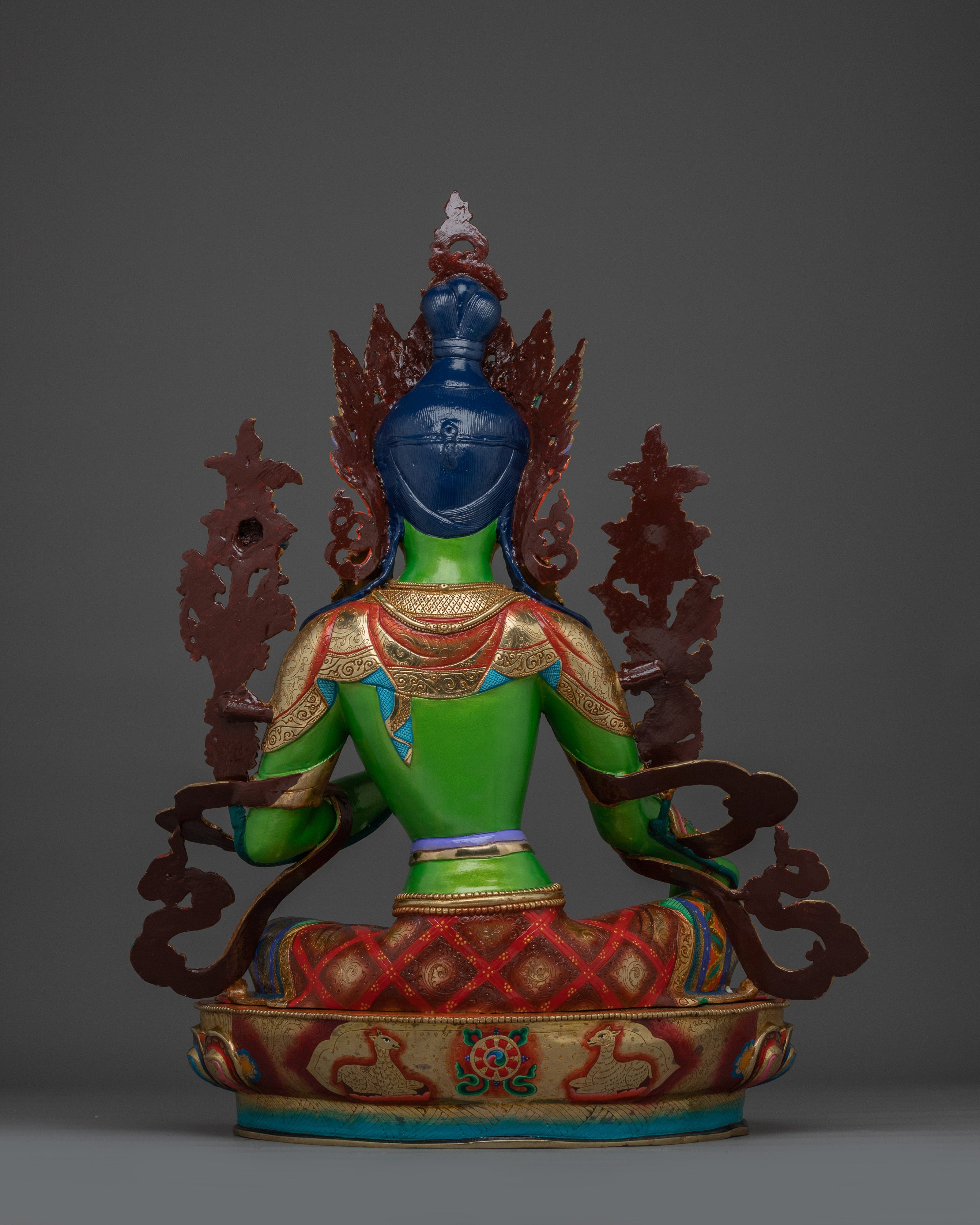 Green Tara in Gold & Acrylic Paint | Spiritual Altar Figurine for Meditation
