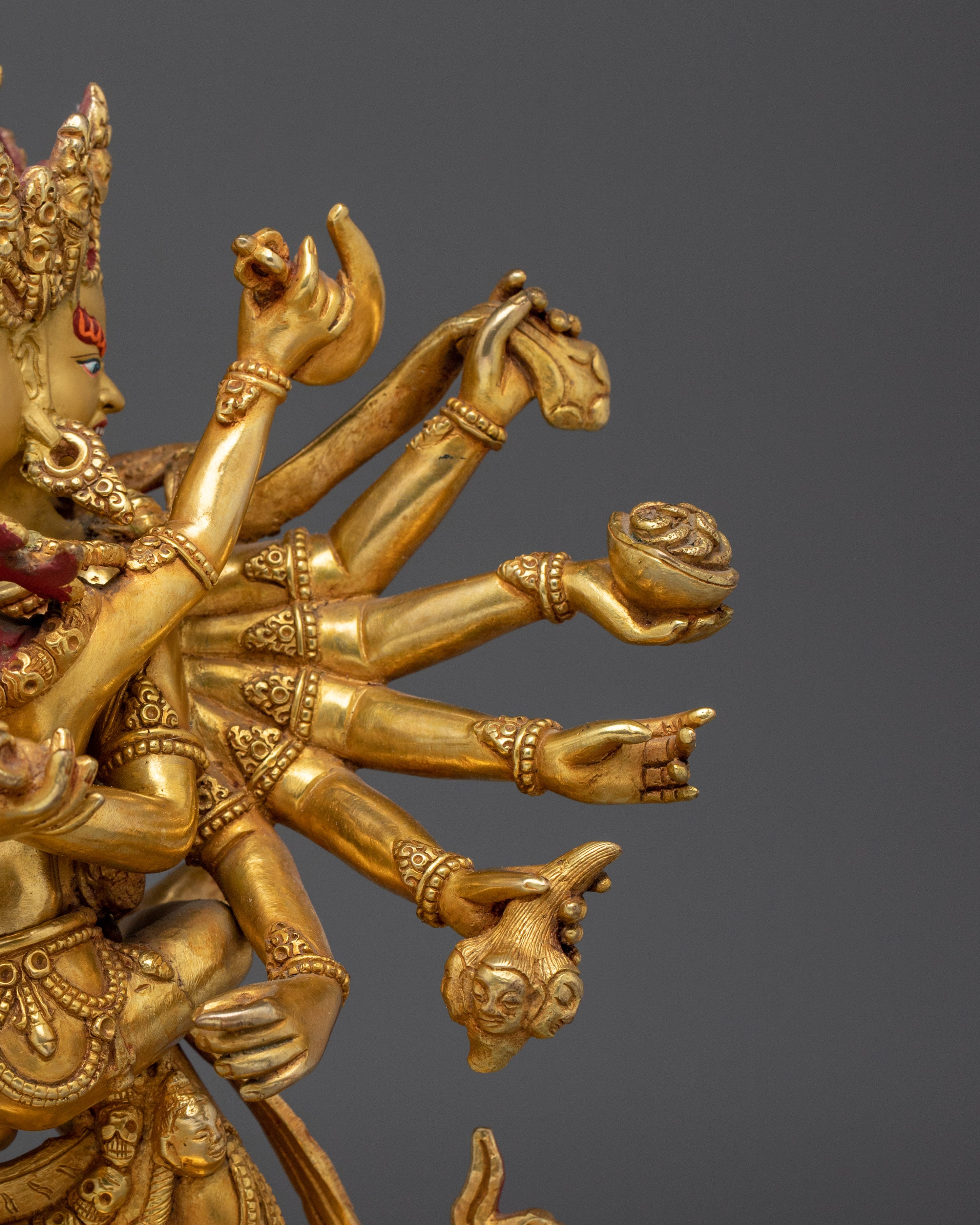 Copper Chakrasamvara Statue with Acrylic Detail | Buddhist Symbol of Union