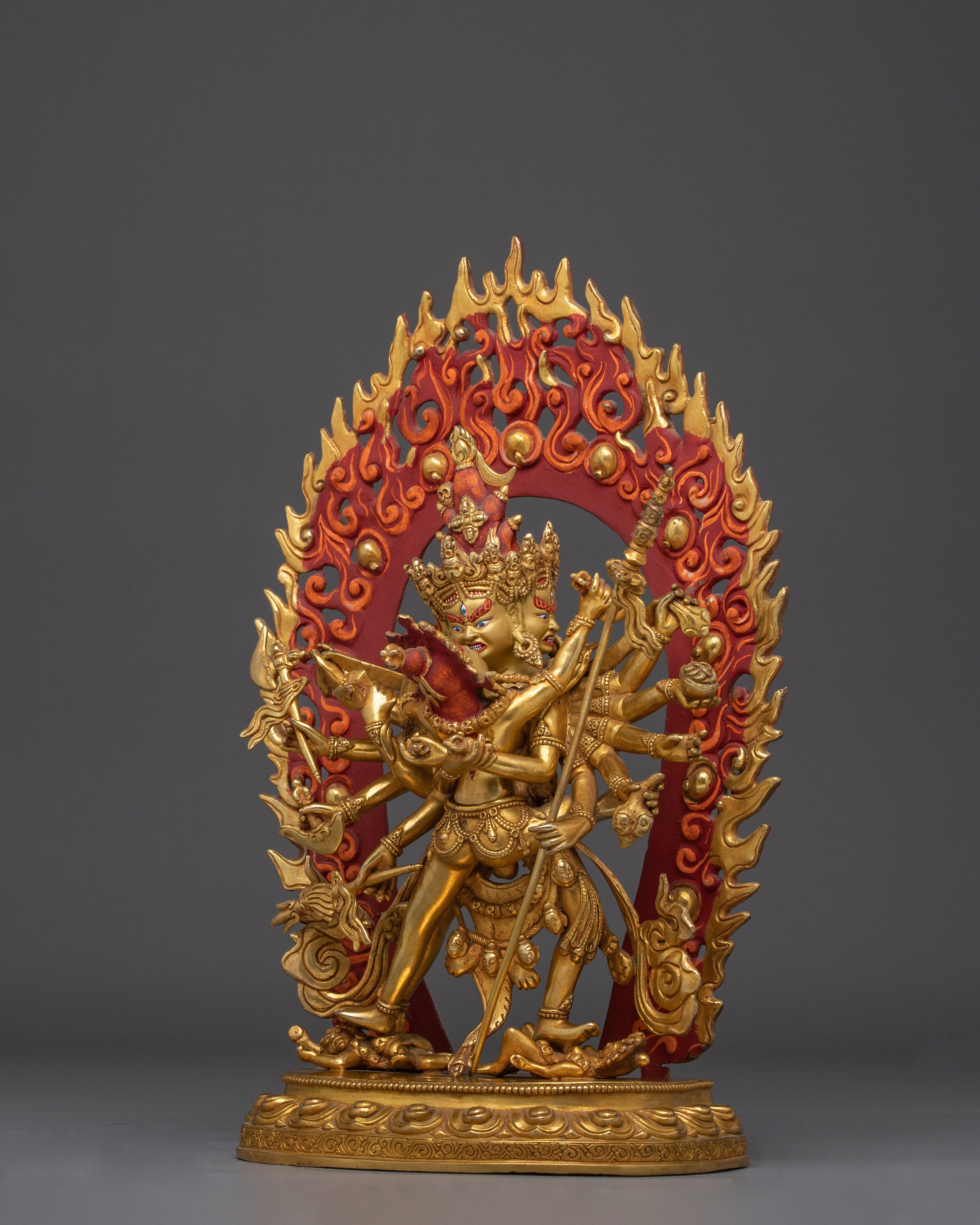 Copper Chakrasamvara Statue with Acrylic Detail | Buddhist Symbol of Union