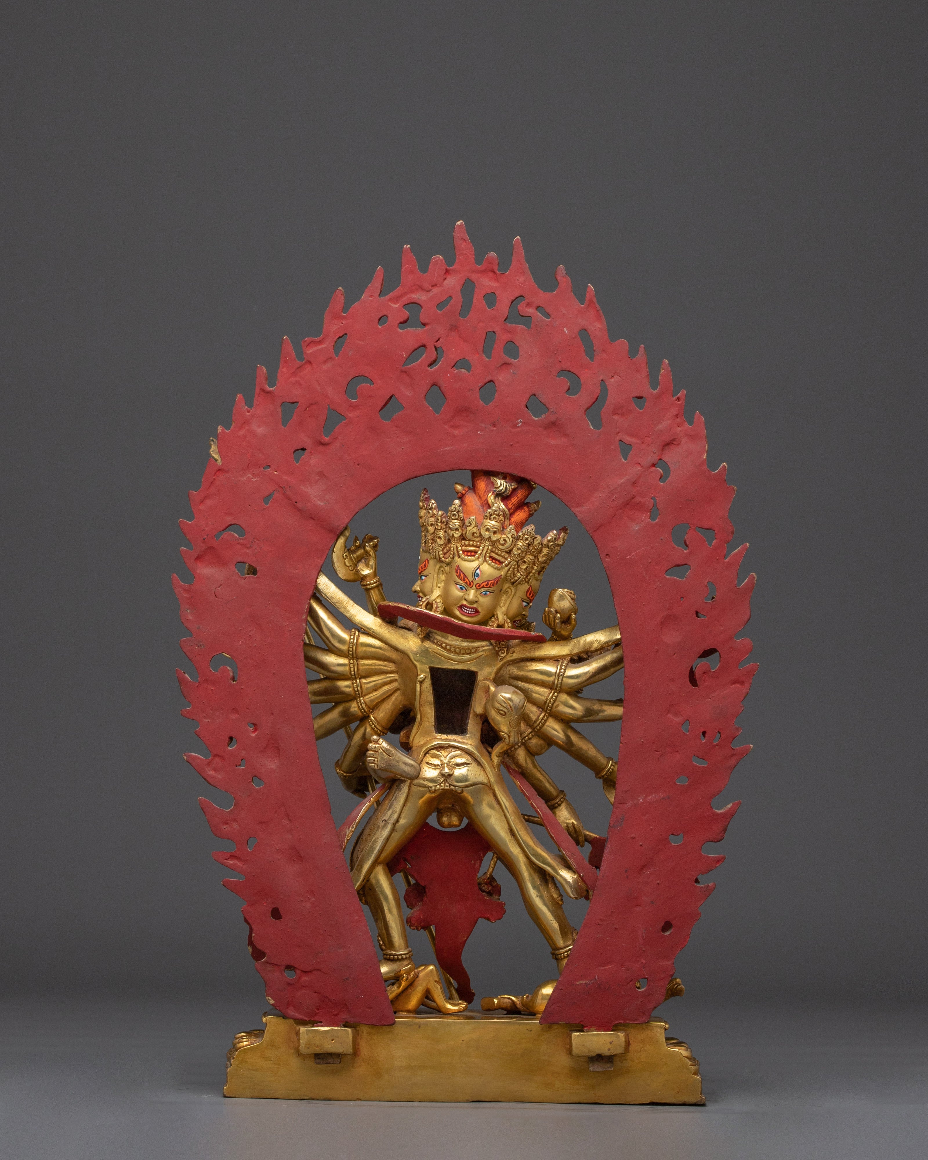 Copper Chakrasamvara Statue with Acrylic Detail | Buddhist Symbol of Union