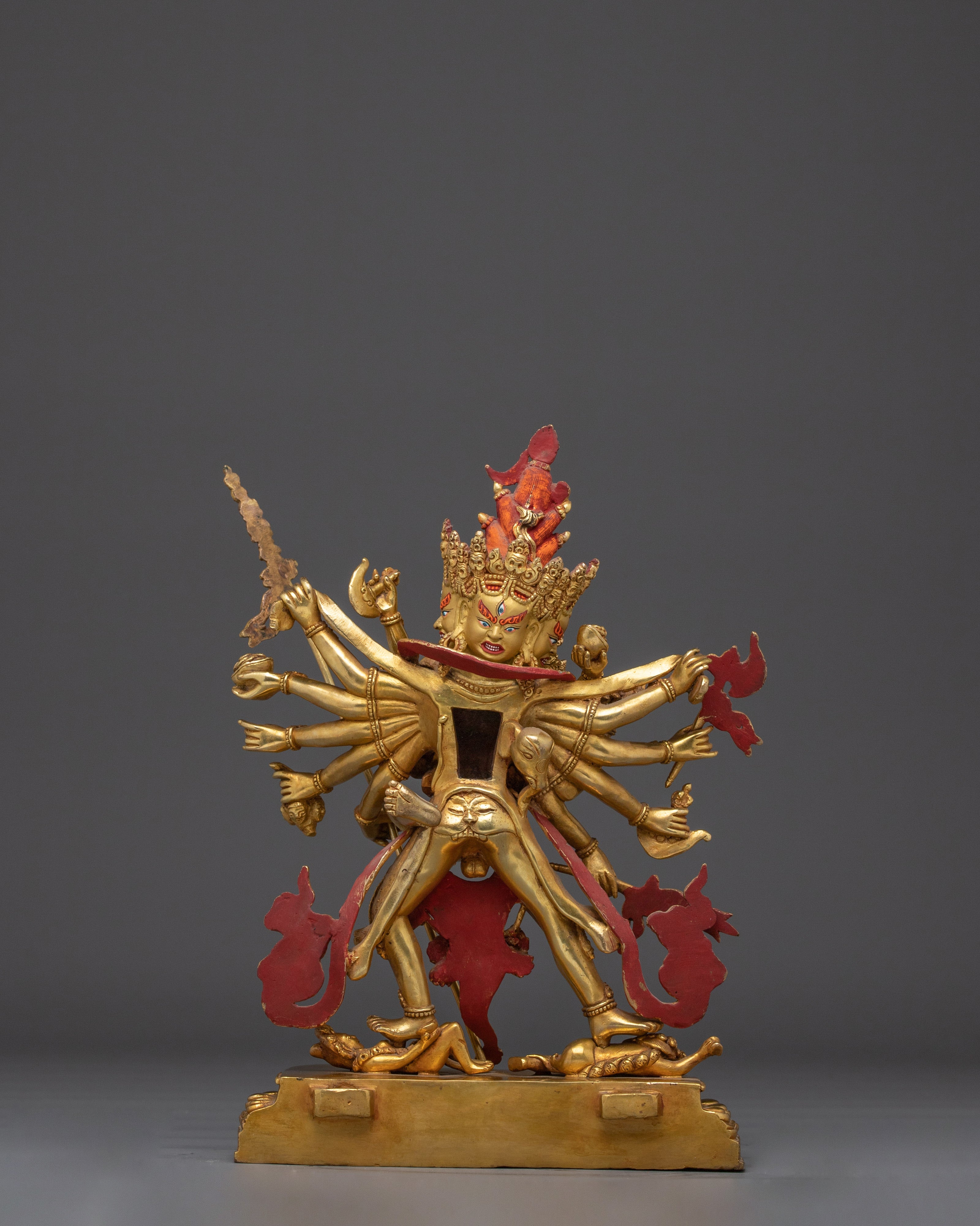 Copper Chakrasamvara Statue with Acrylic Detail | Buddhist Symbol of Union