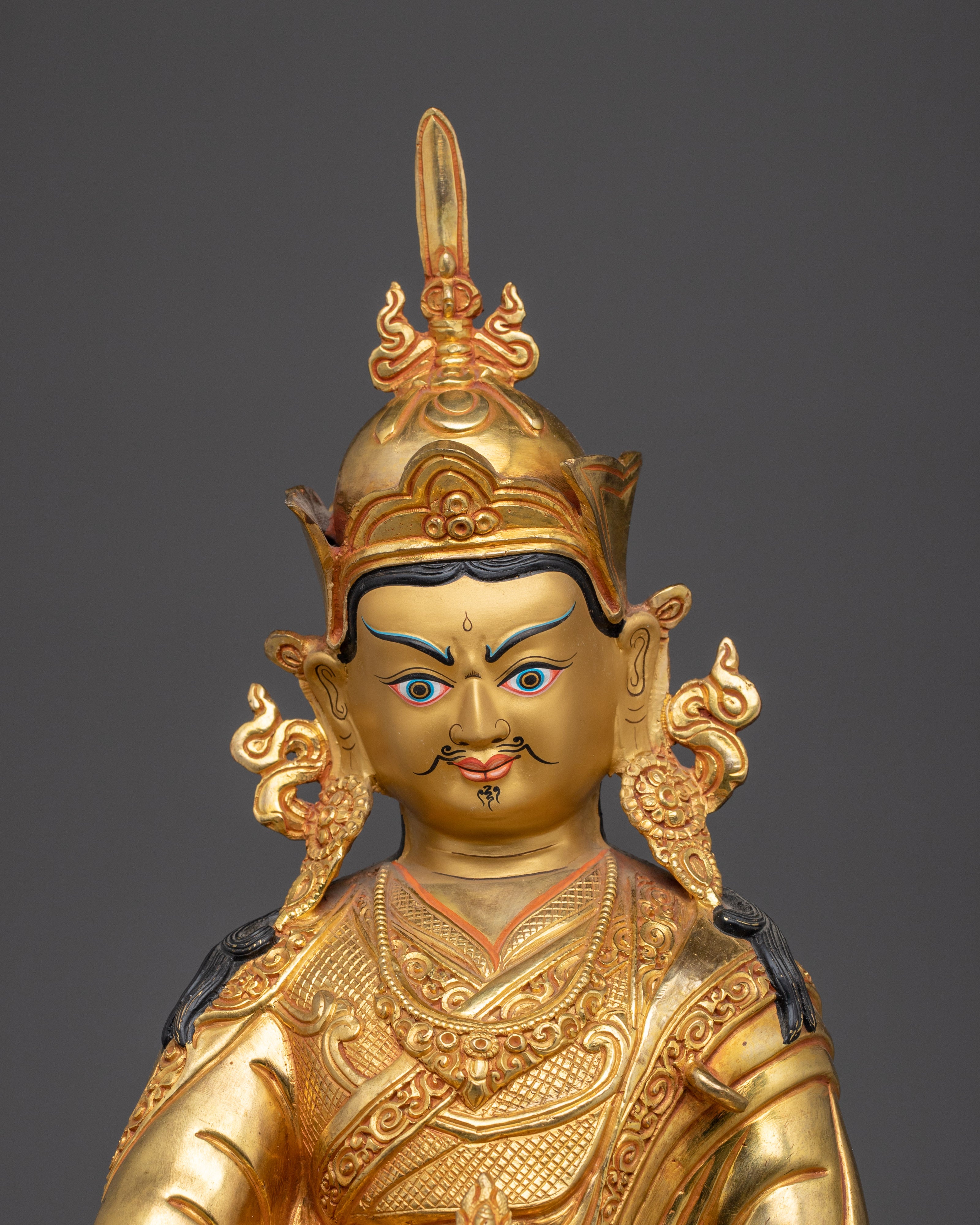 Guru Rinpoche Statue in Copper | Sacred Shrine Decor from Nepal