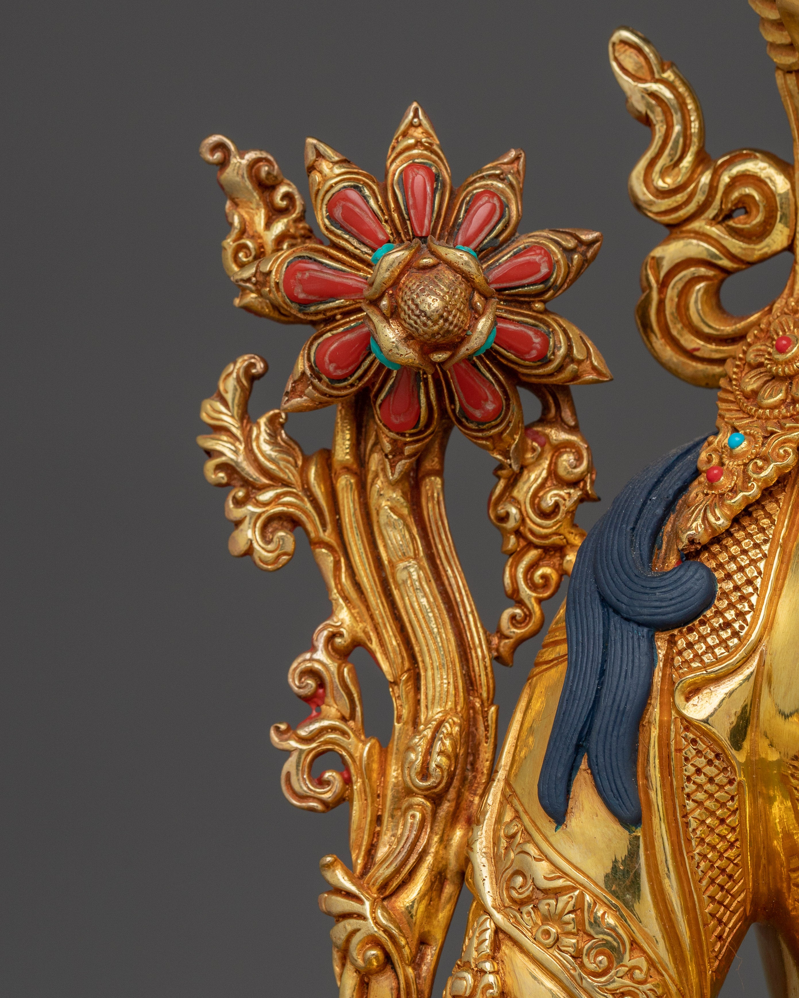 Green Tara Statue in 24K Gold Gilded Copper | Spiritual Protector for Meditation