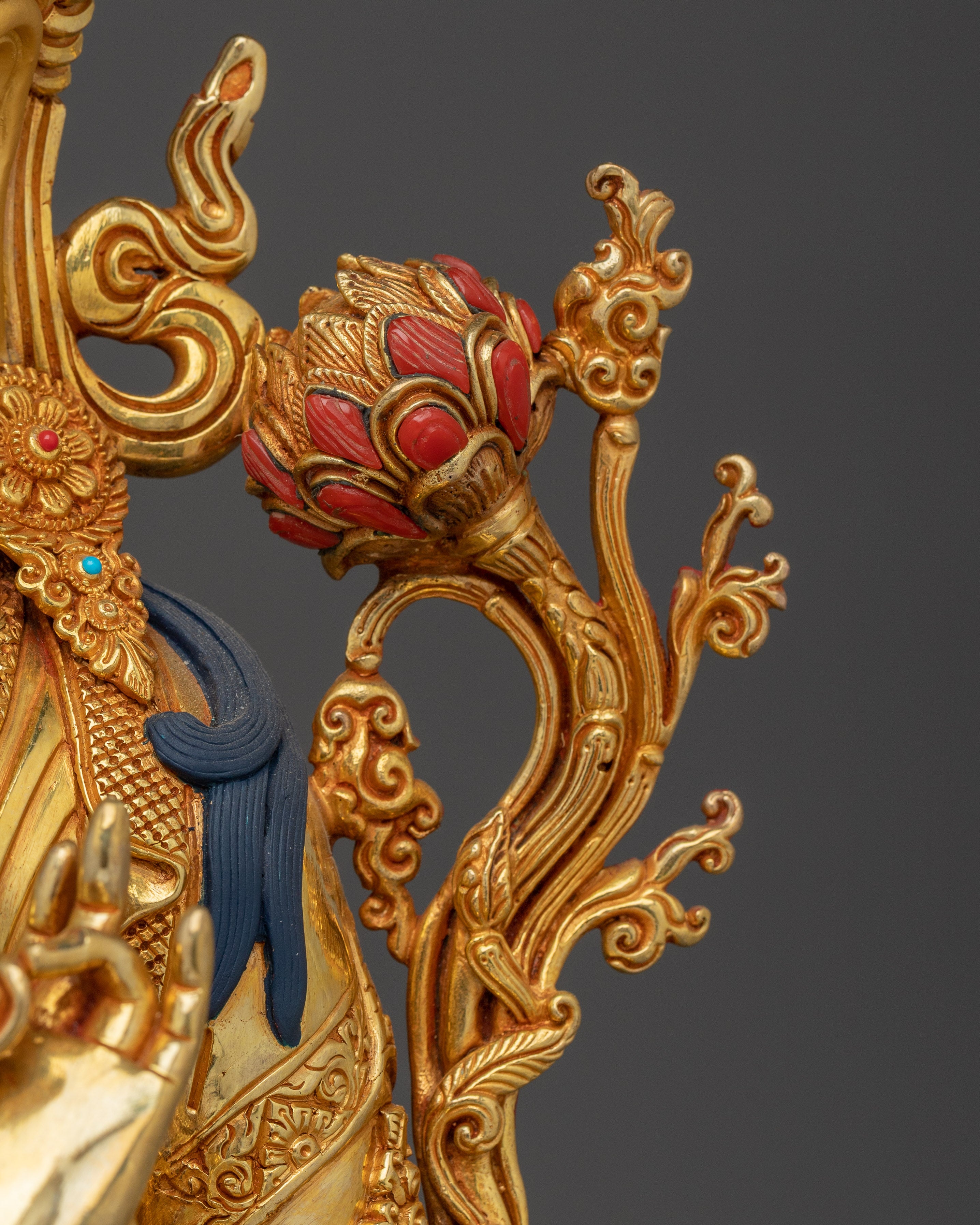 Green Tara Statue in 24K Gold Gilded Copper | Spiritual Protector for Meditation