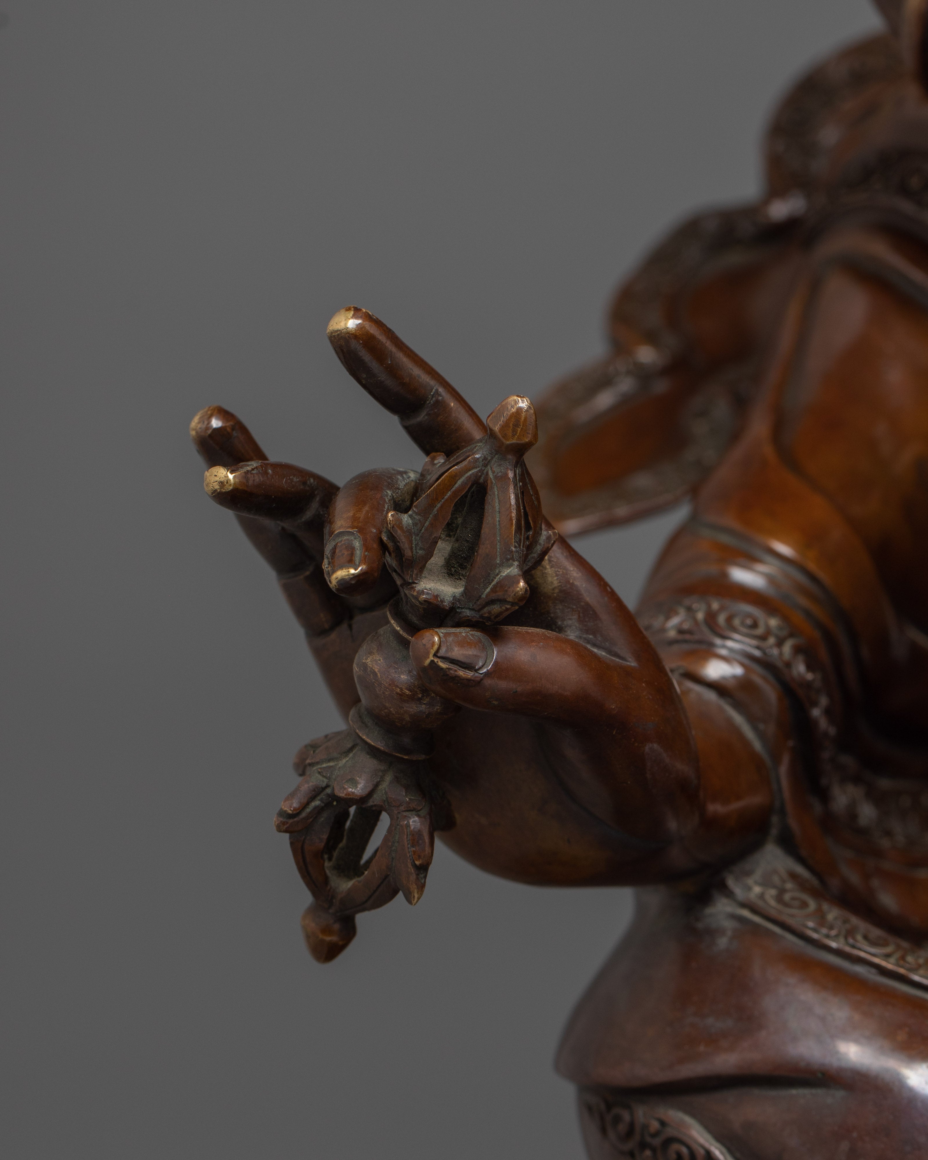 Oxidized Guru Rinpoche with consort | Padmasambhava Artwork