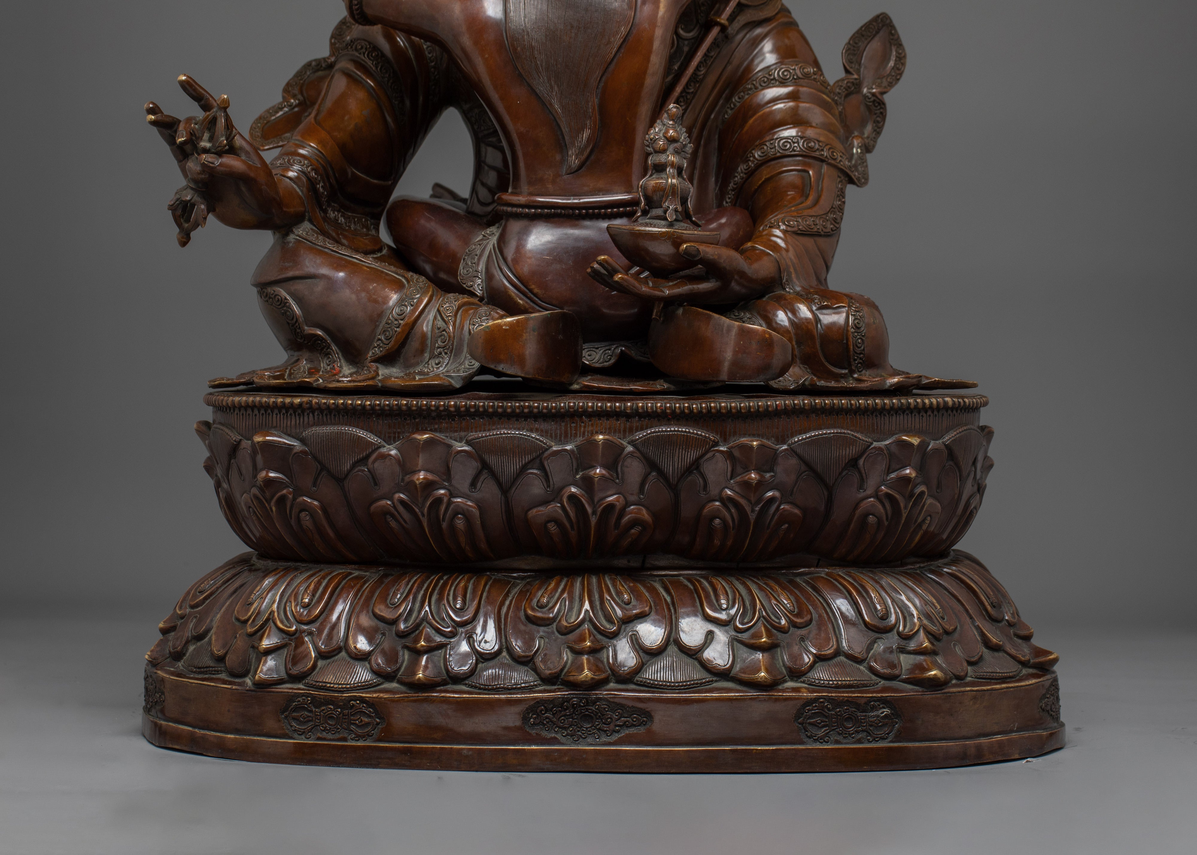Oxidized Guru Rinpoche with consort | Padmasambhava Artwork