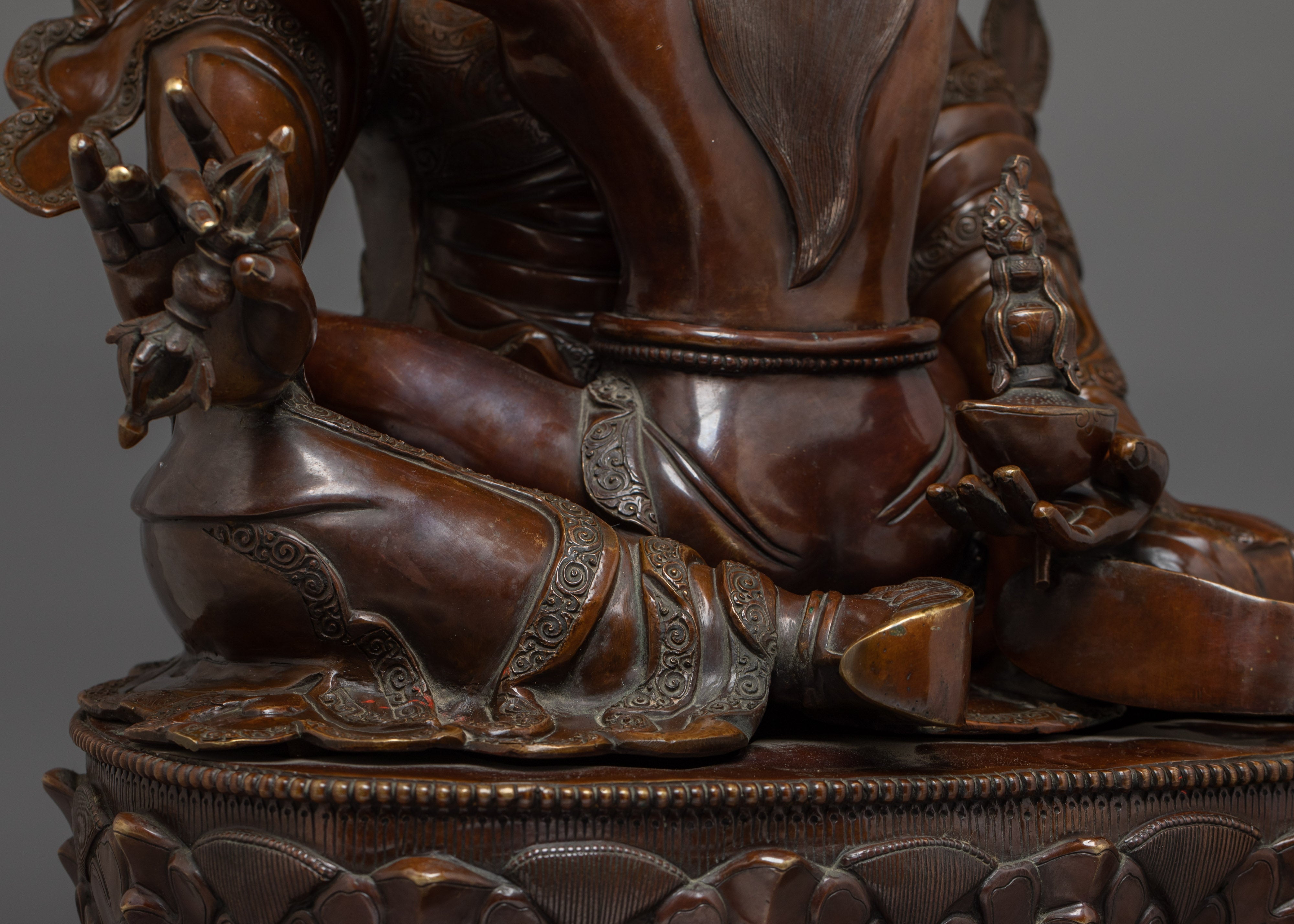 Oxidized Guru Rinpoche with consort | Padmasambhava Artwork