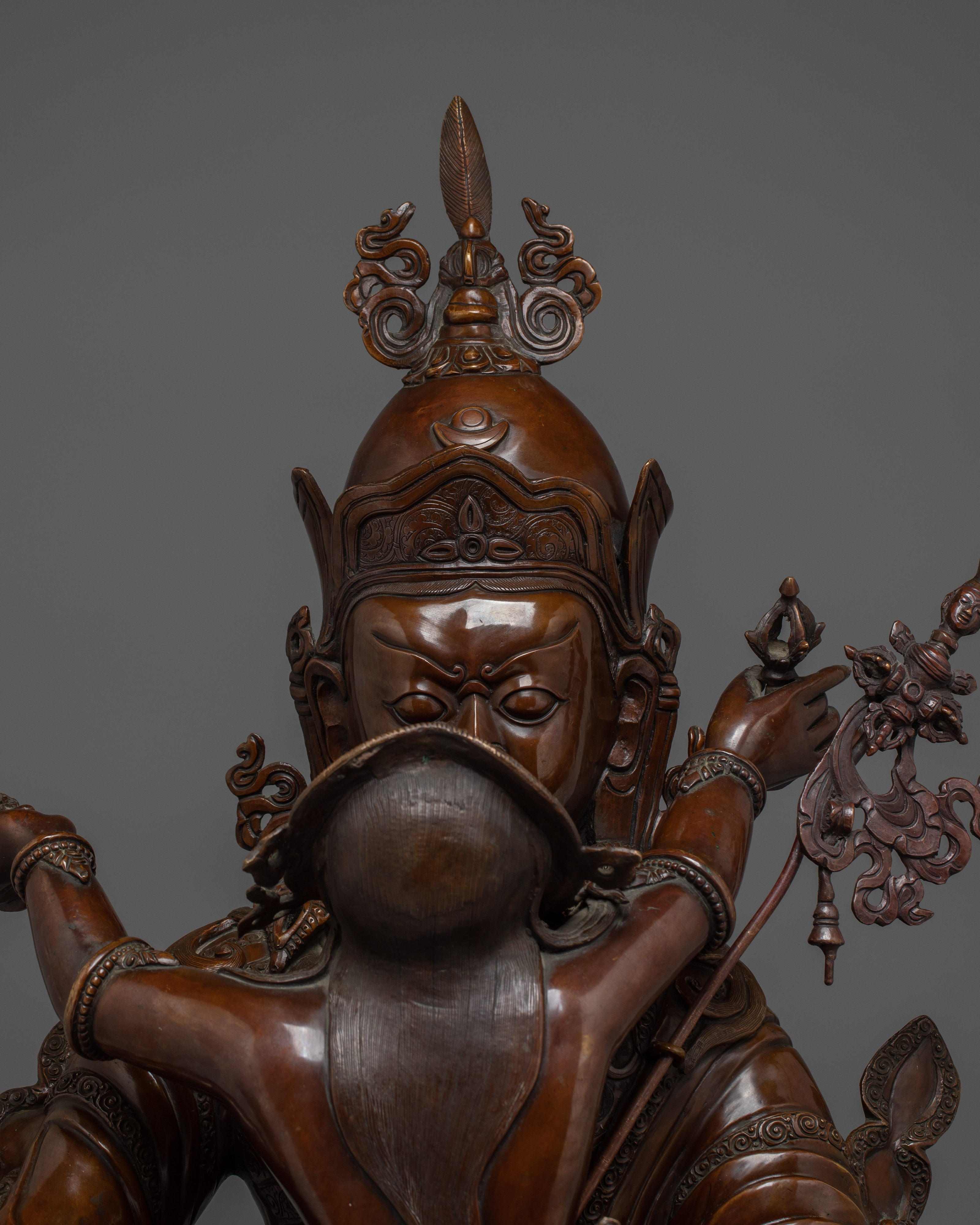 Oxidized Guru Rinpoche with consort | Padmasambhava Artwork