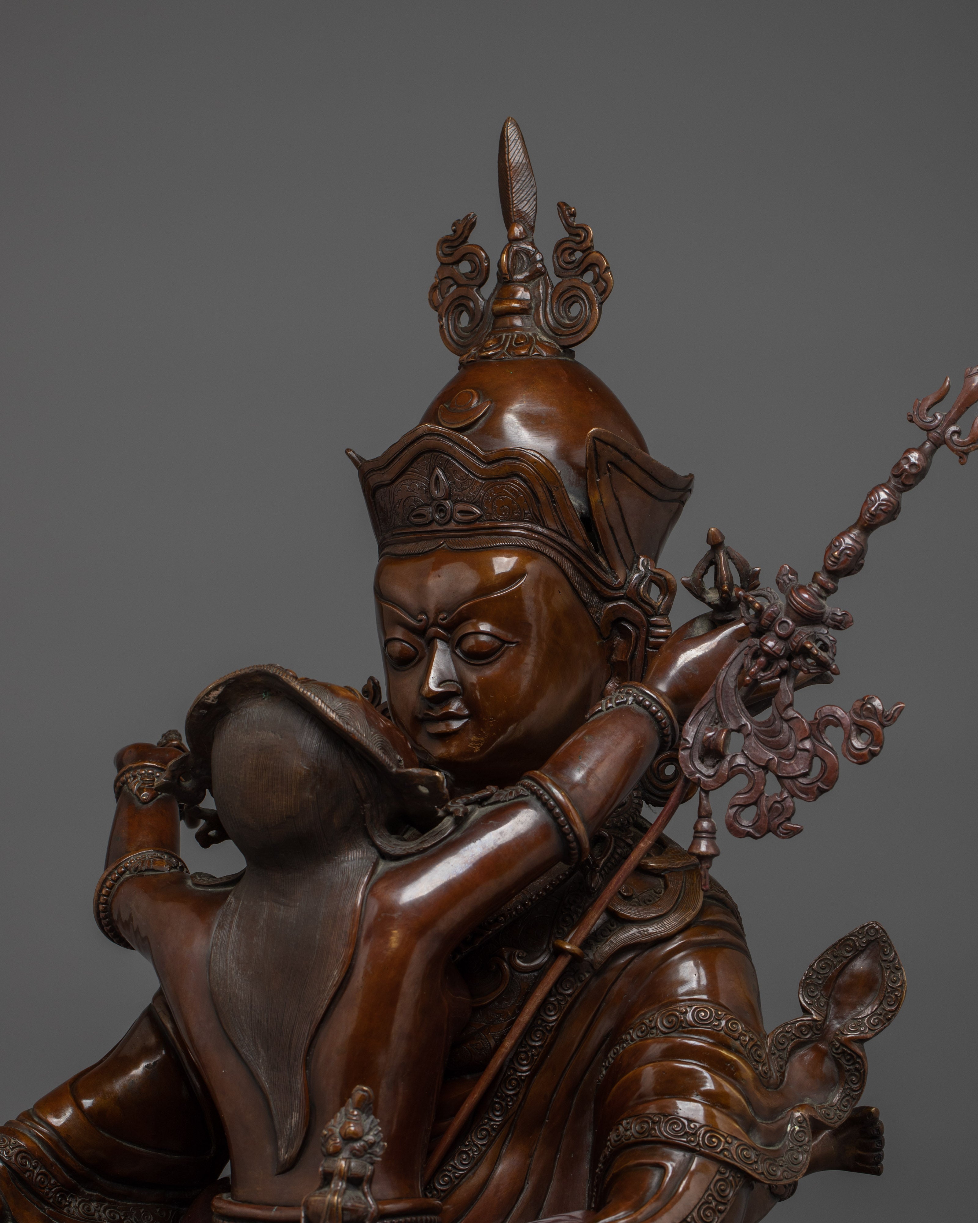 Oxidized Guru Rinpoche with consort | Padmasambhava Artwork