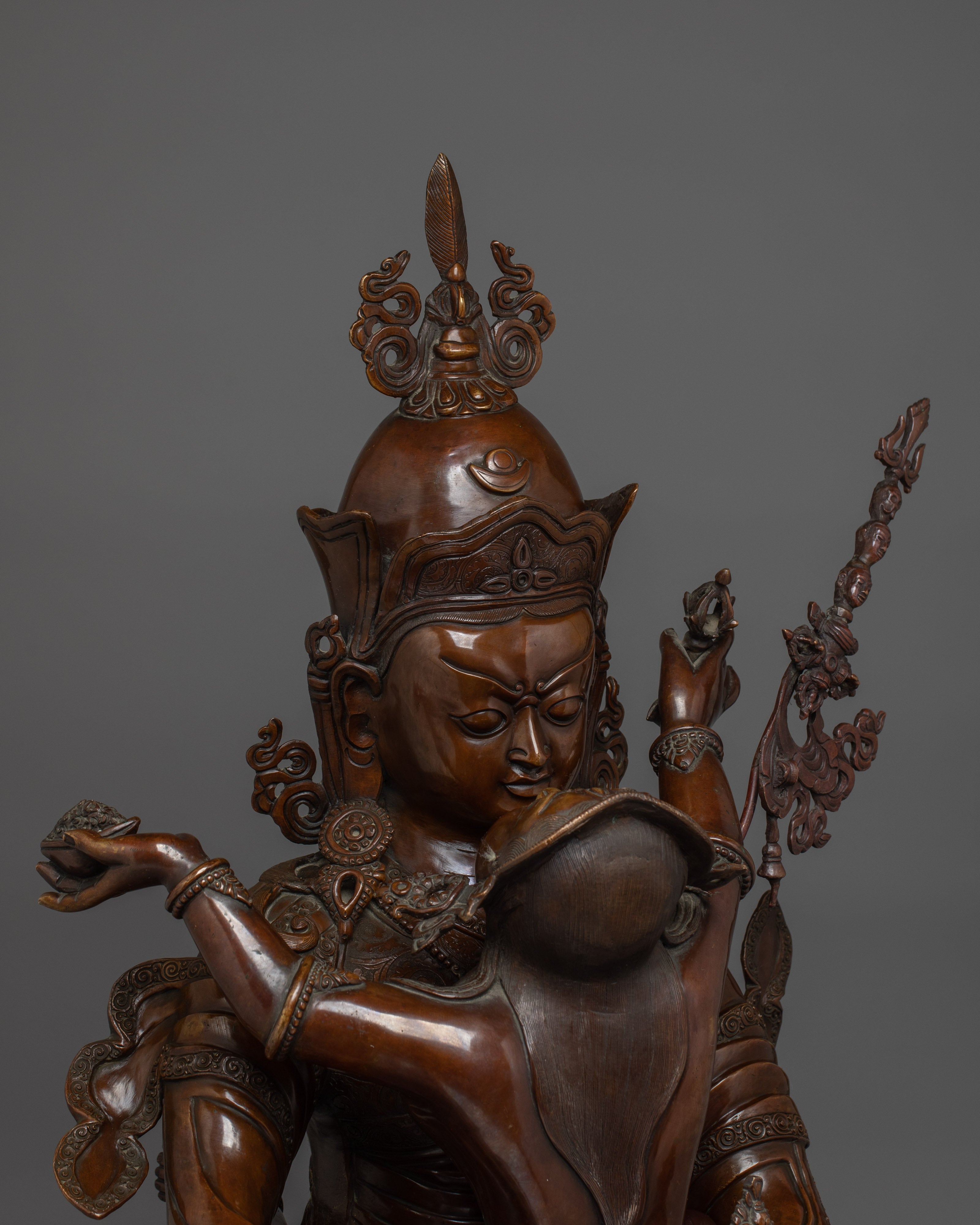 Oxidized Guru Rinpoche with consort | Padmasambhava Artwork
