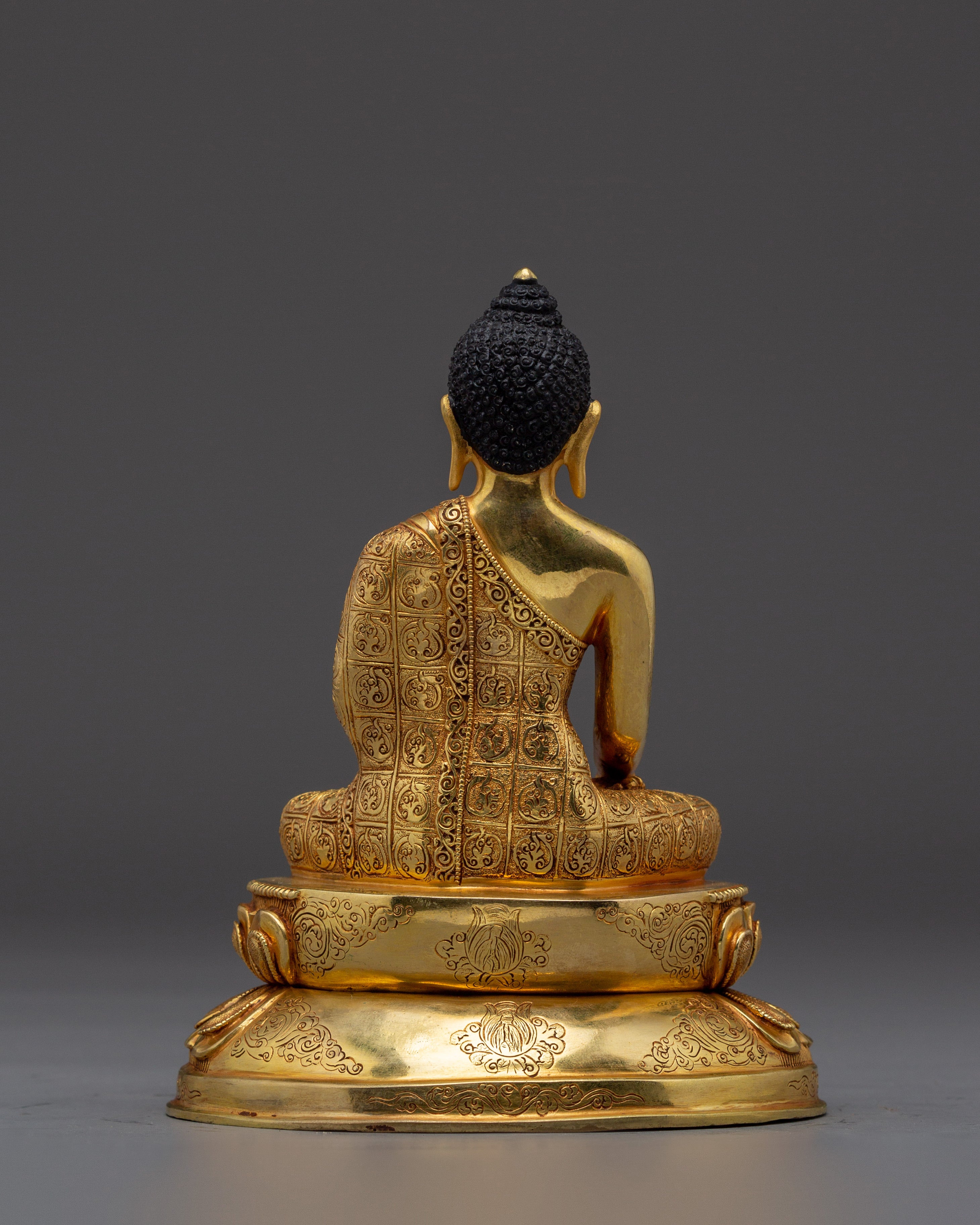 Peaceful Golden Shakyamuni Buddha Artwork | Himalayan Sculpture