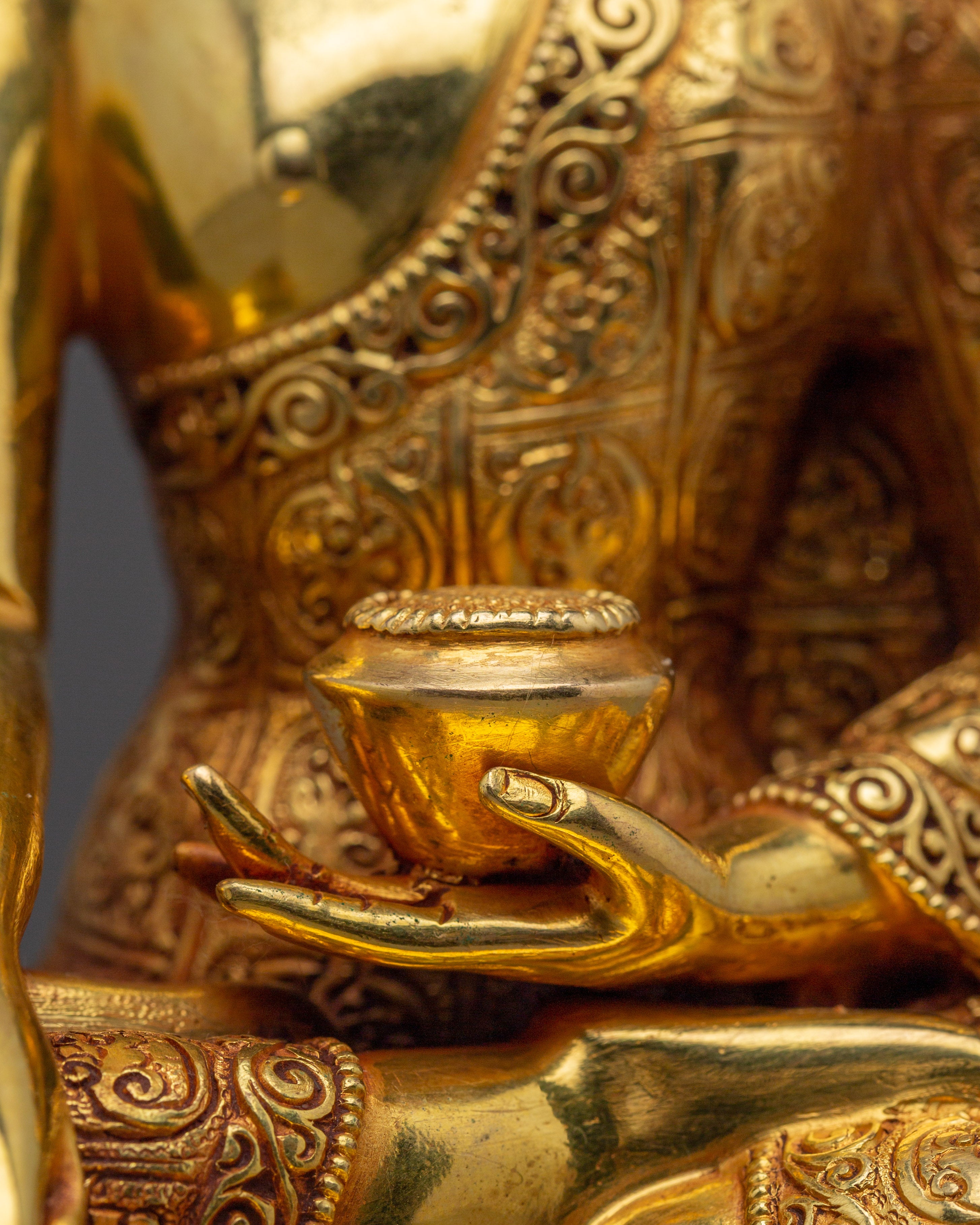 Peaceful Golden Shakyamuni Buddha Artwork | Himalayan Sculpture