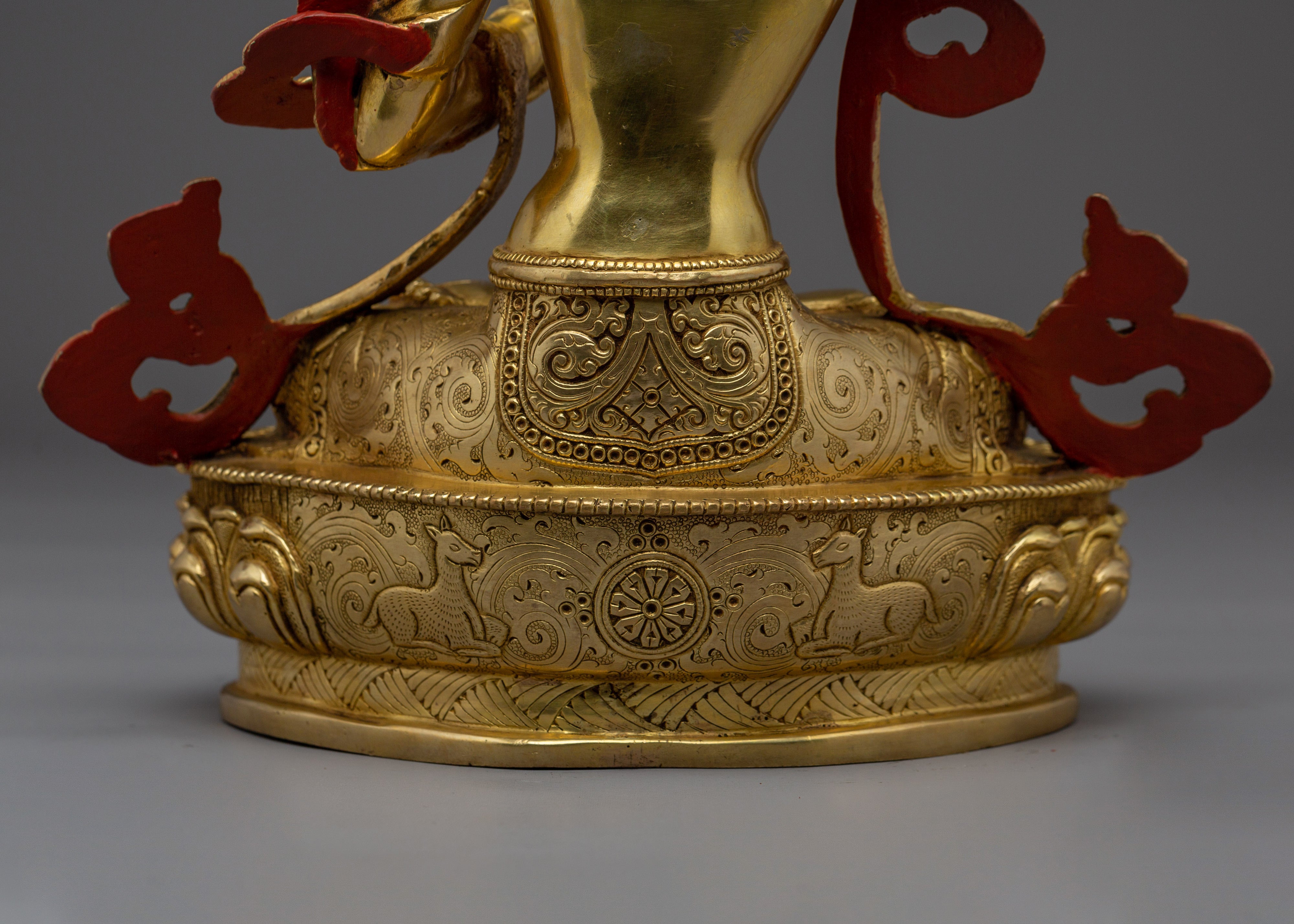 Handcrafted Golden Manjushri Buddhist Copper Statue | Sacred Deity for Meditation Growth