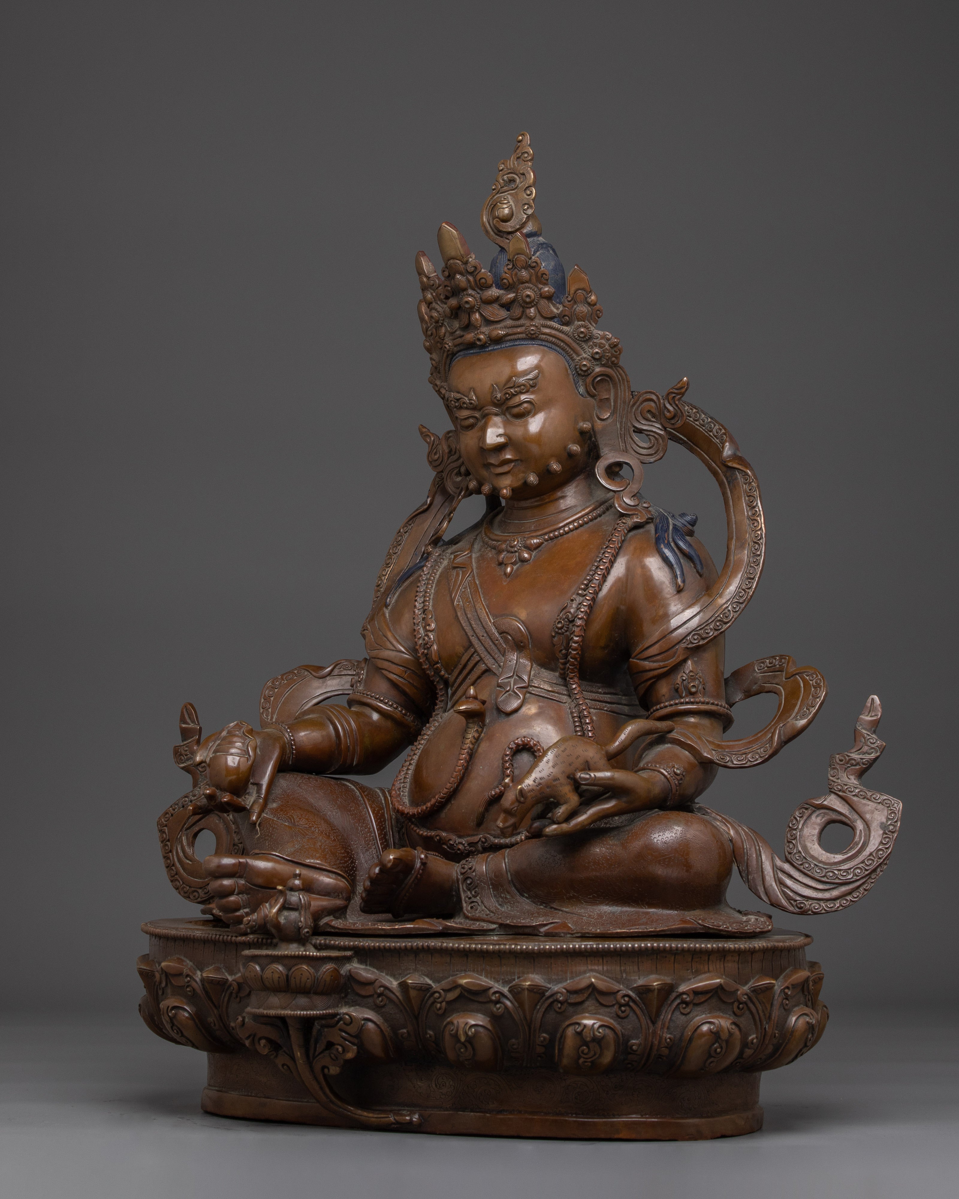 Oxidized Wealth Symbol Dzambhala Statue | Guardian of the Wealth