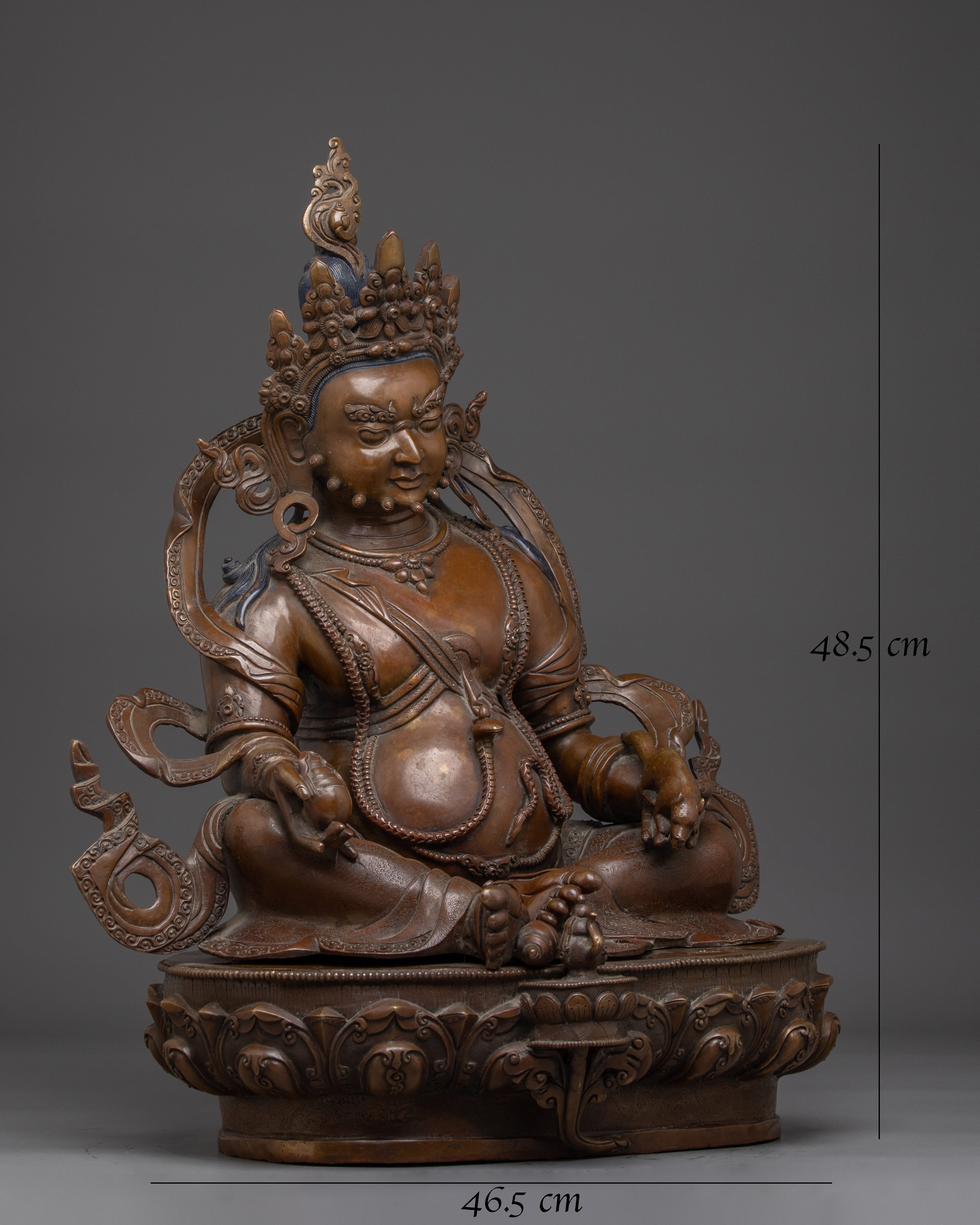 Oxidized Wealth Symbol Dzambhala Statue