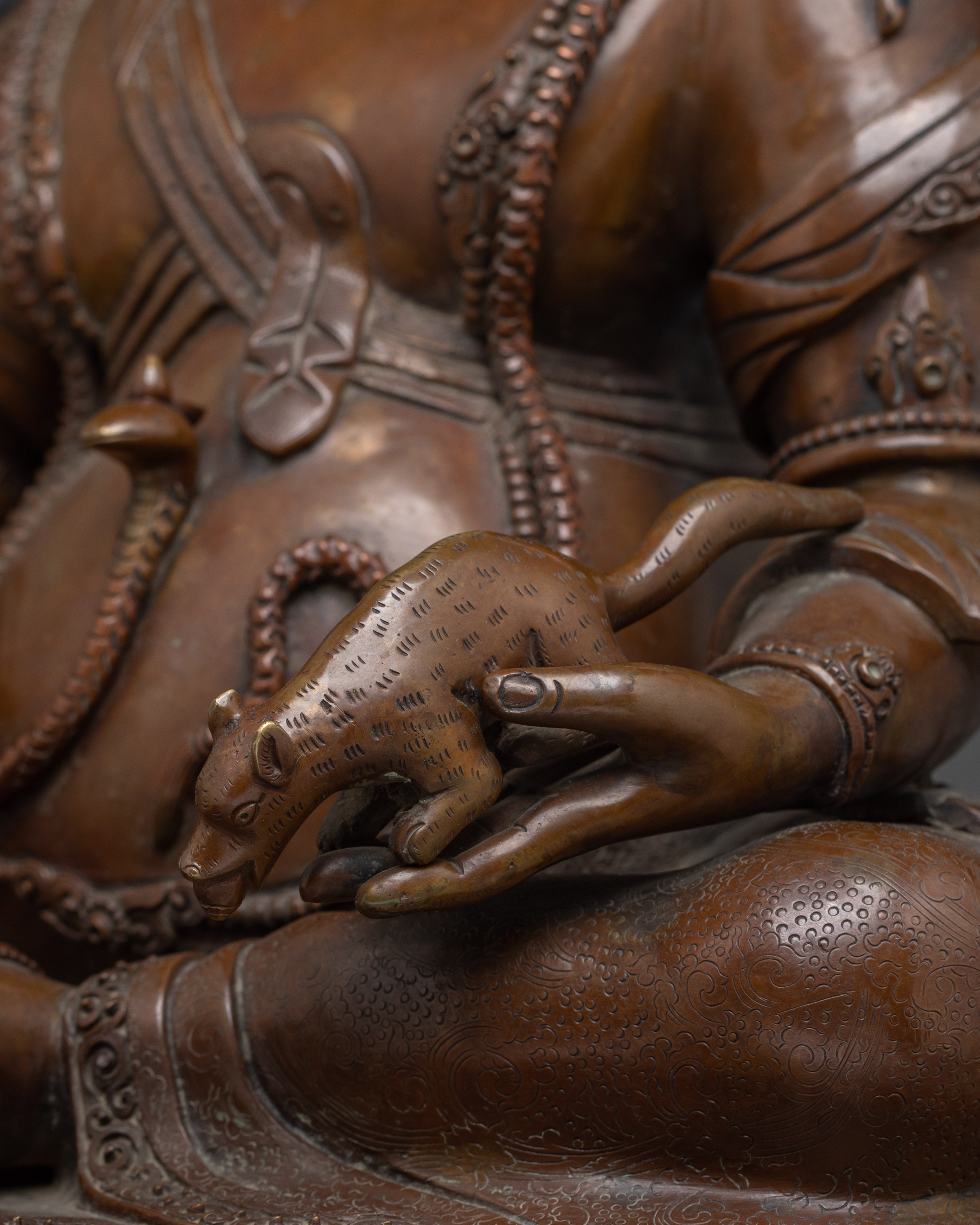 Oxidized Wealth Symbol Dzambhala Statue | Guardian of the Wealth