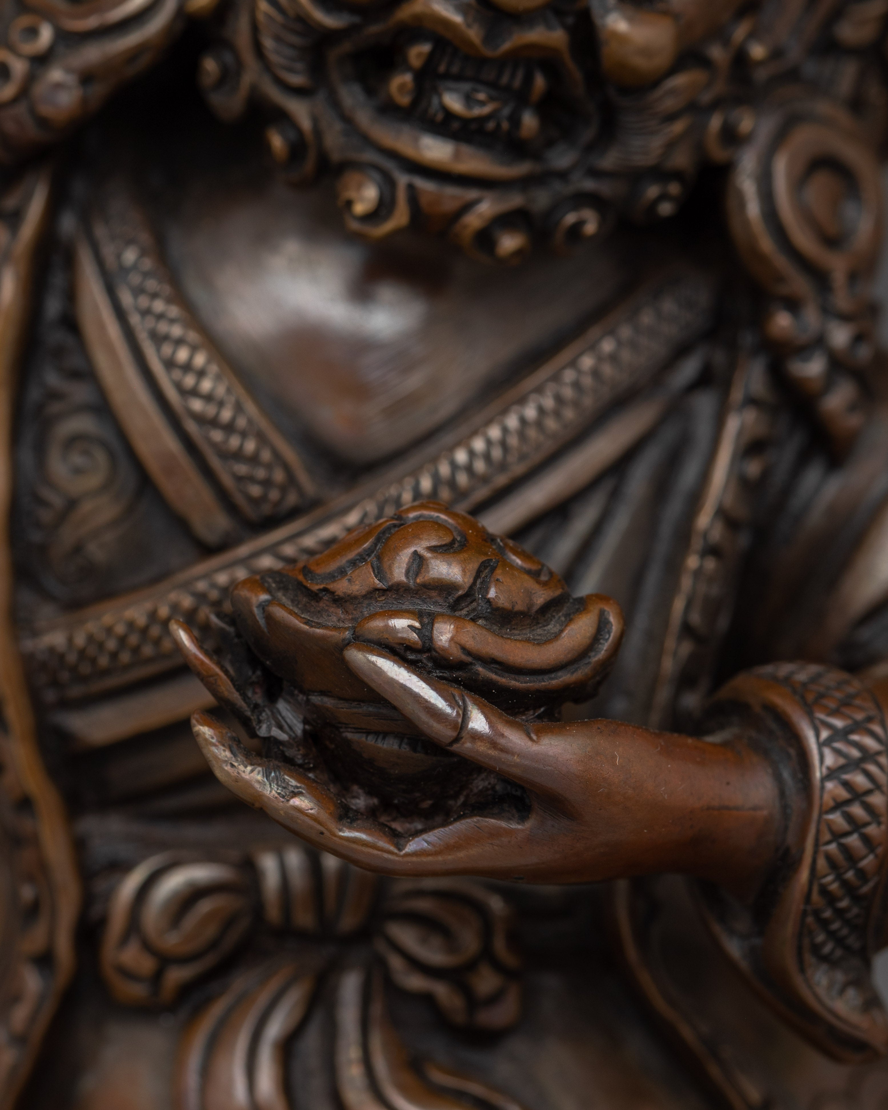 Oxidized Mahakala Bernagchen Statue | Buddhist Spiritual Decor