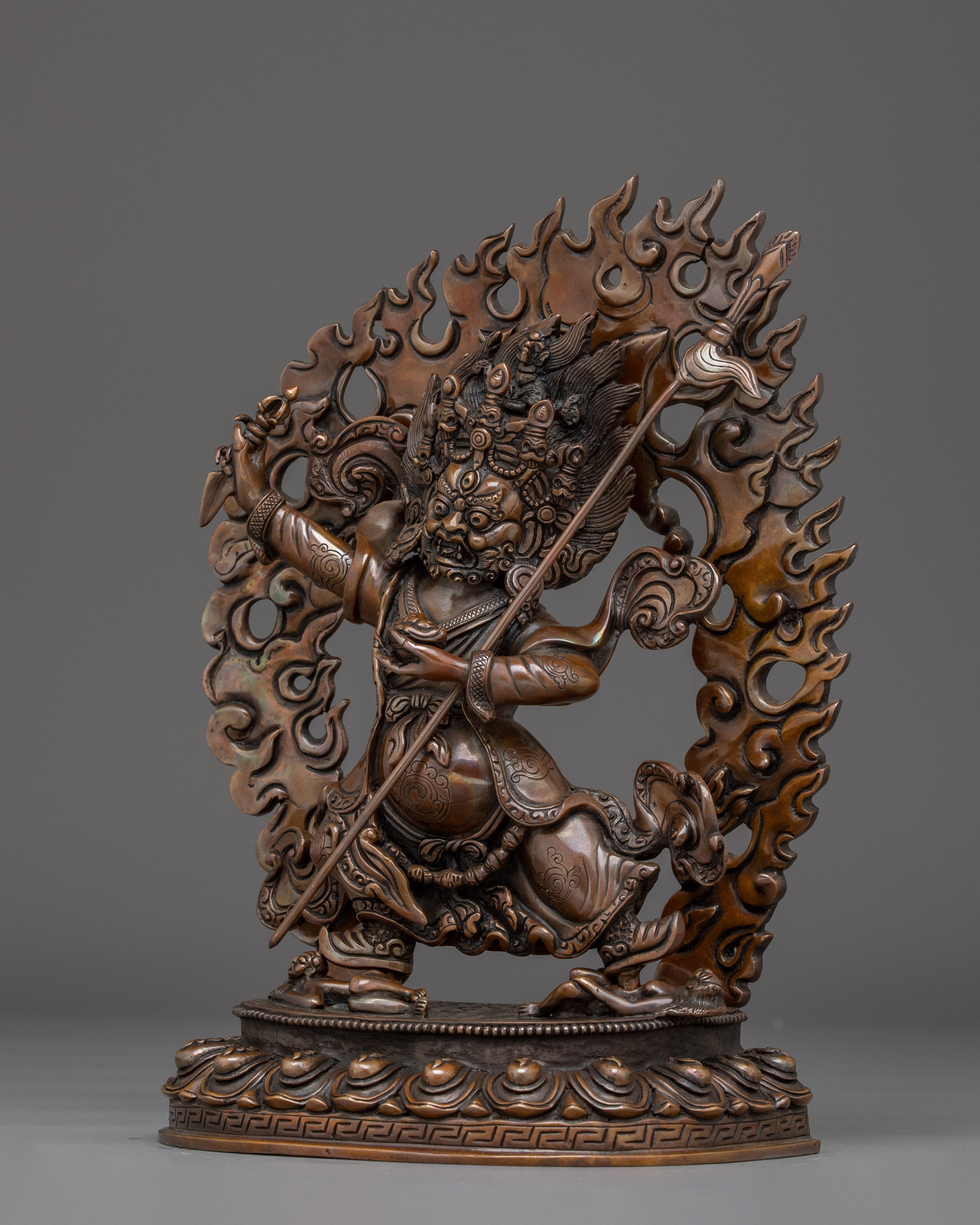 Oxidized Mahakala Bernagchen Statue | Buddhist Spiritual Decor