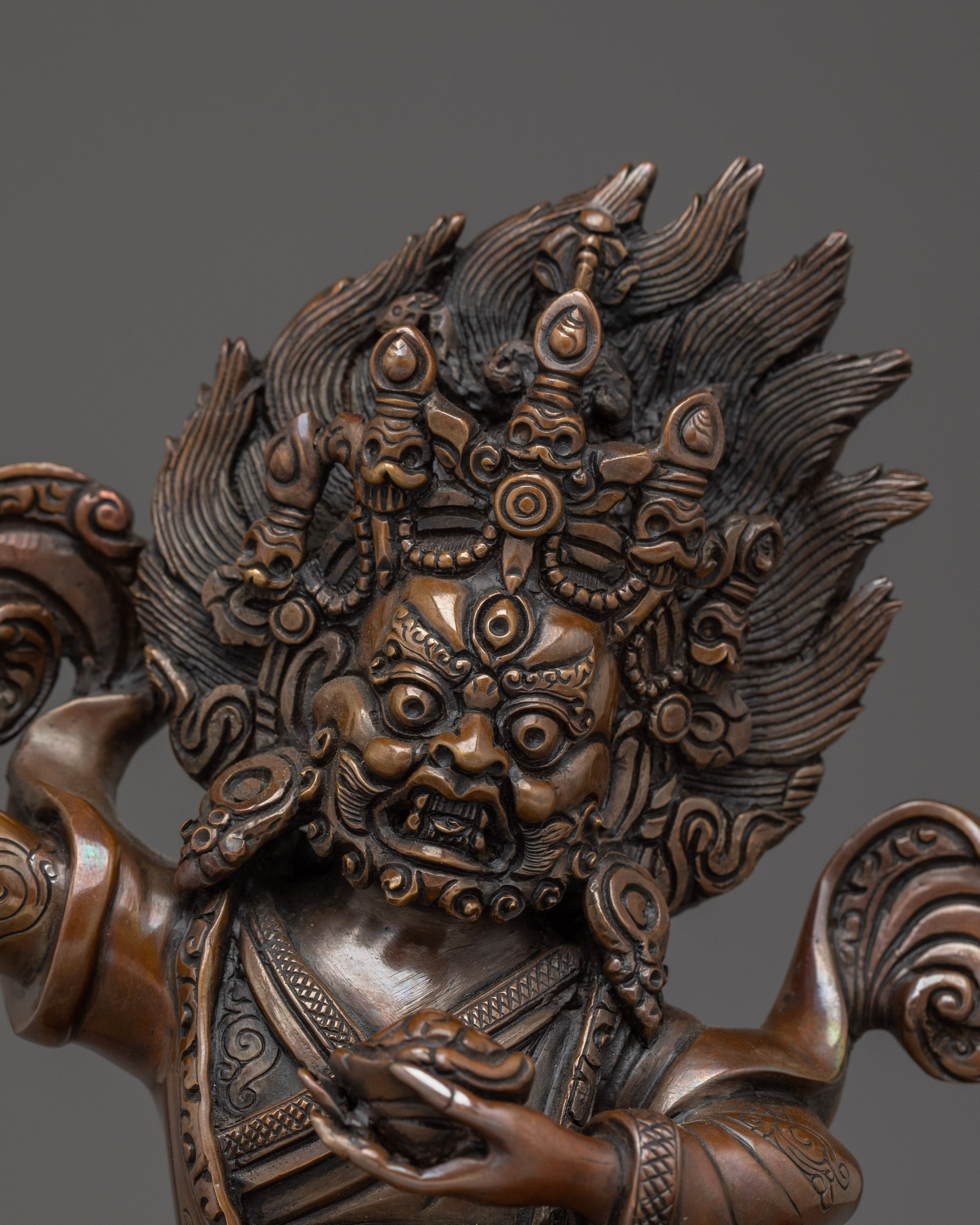 Oxidized Mahakala Bernagchen Statue | Buddhist Spiritual Decor