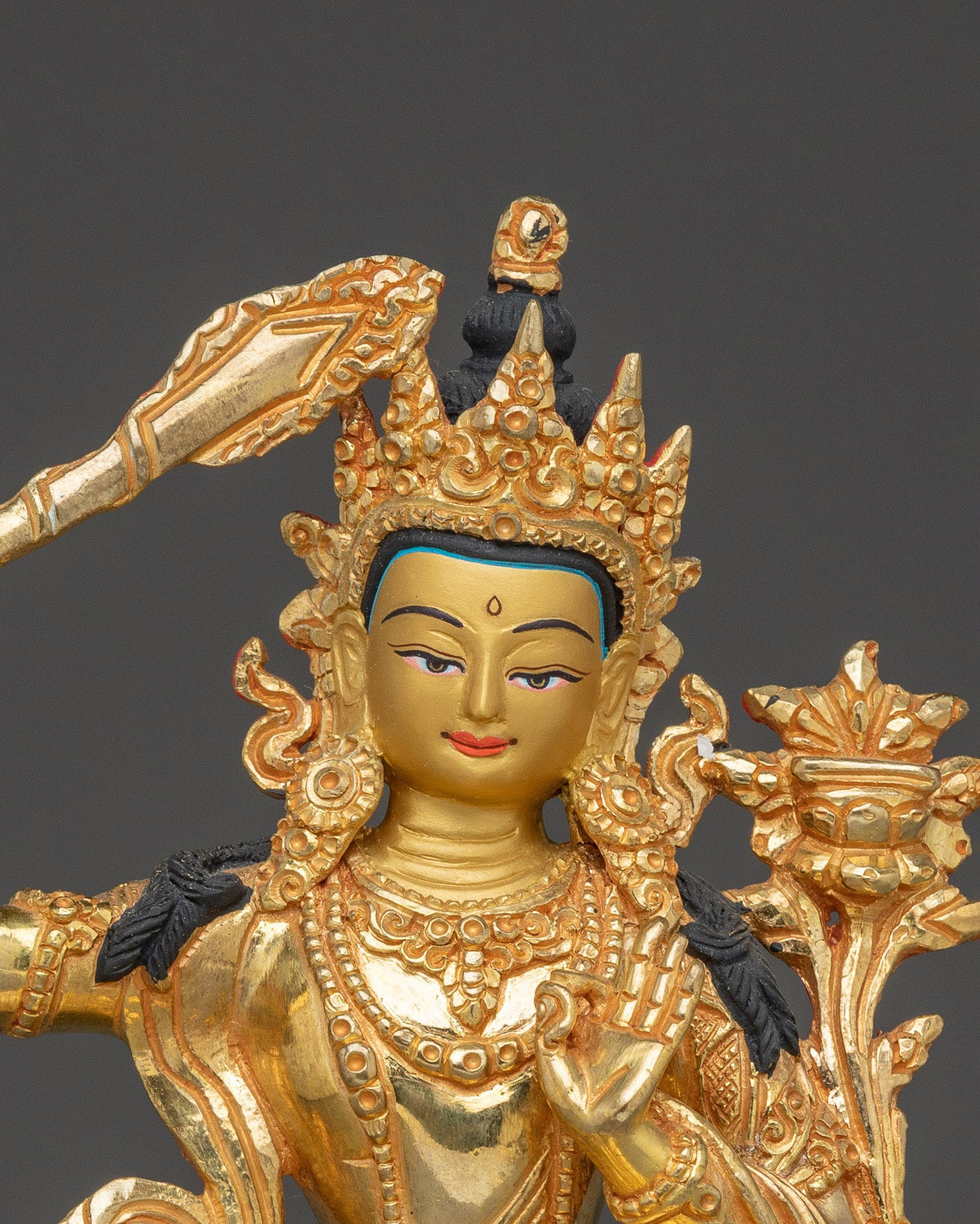 Copper Manjushri Figurine for Meditation | Wisdom Deity for Spiritual Focus