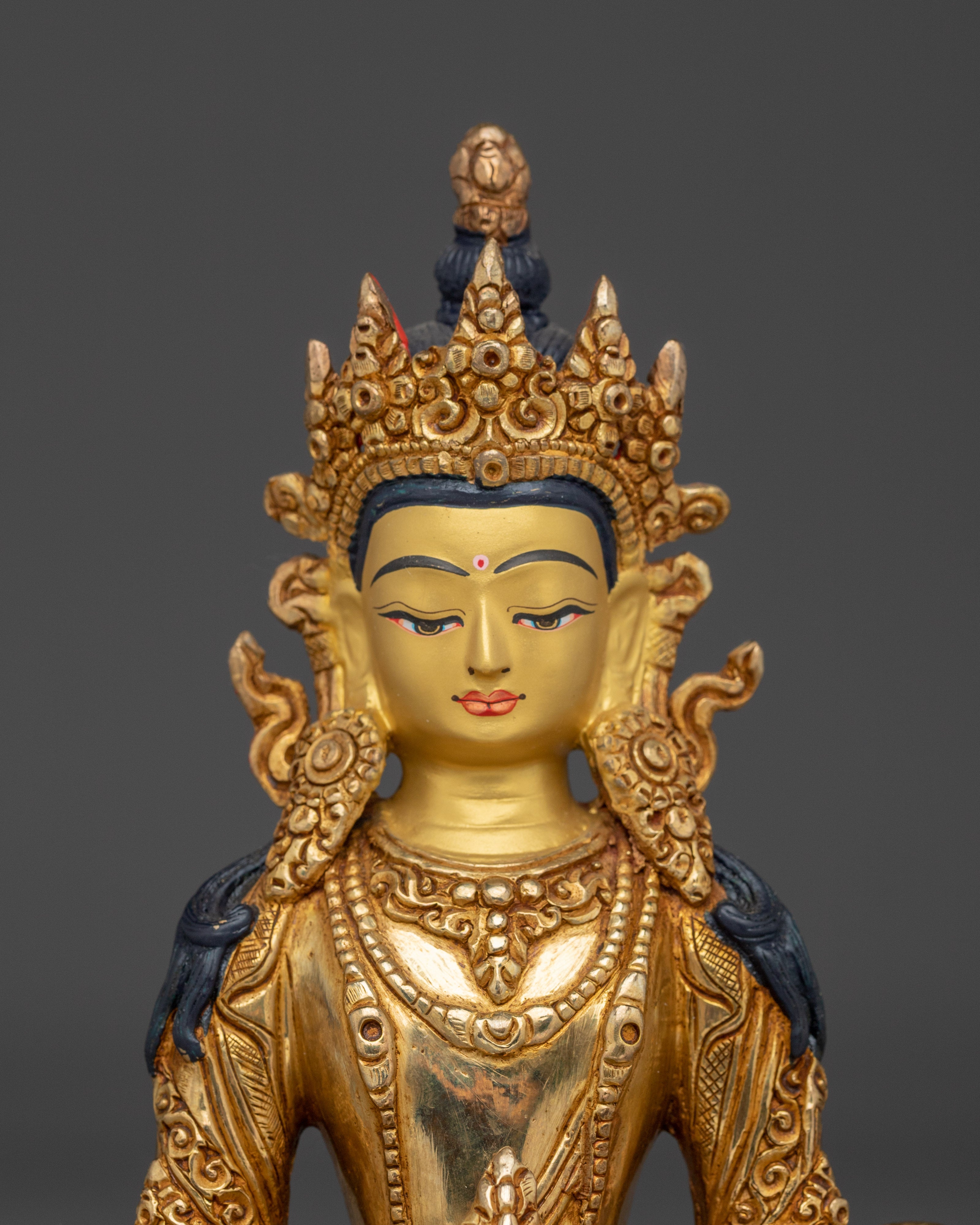 Himalayan Copper Figurine of Amitayus | Deity for Longevity and Blessings