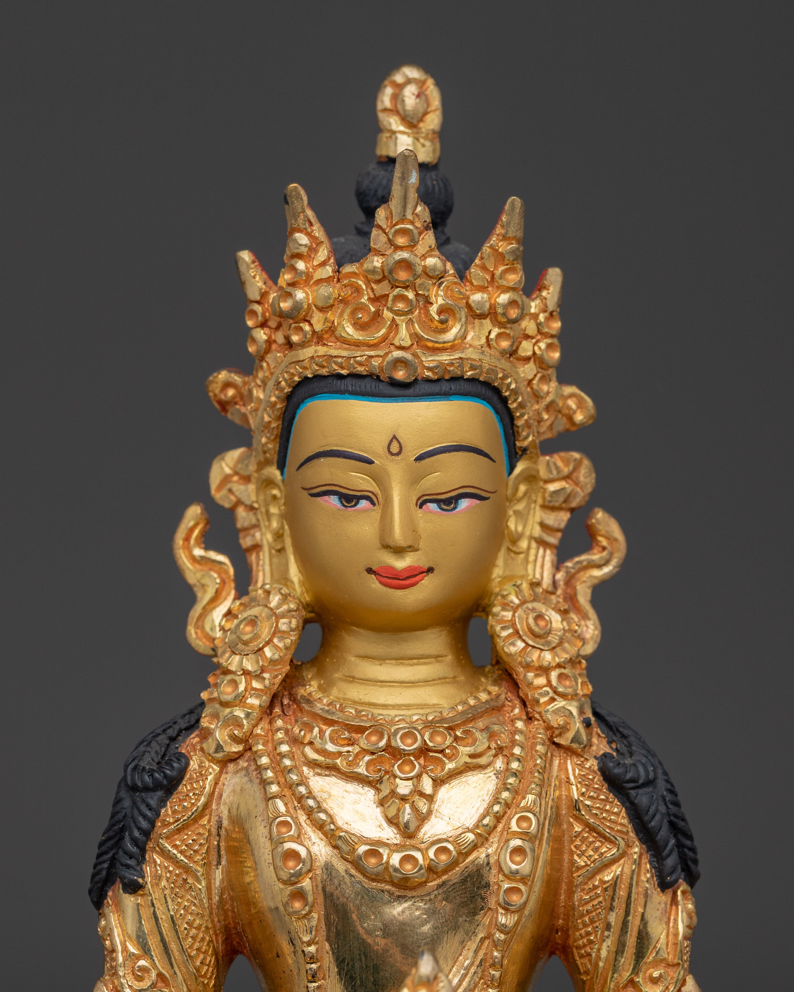 Himalayan Copper Statue of Amitayus | Deity for Longevity and Blessings